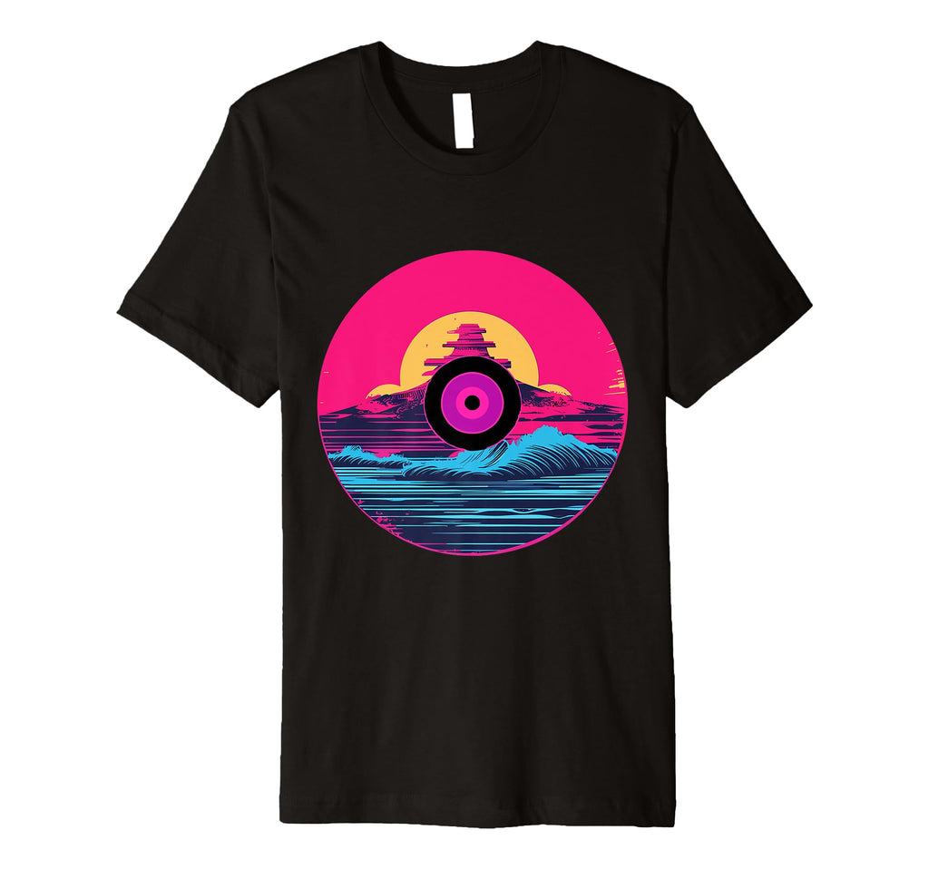Waves Vinyl Record Vaporwave Music T-Shirt - Minimalist Print Men Women - T-Shirt, Sweatshirt, Hoodie
