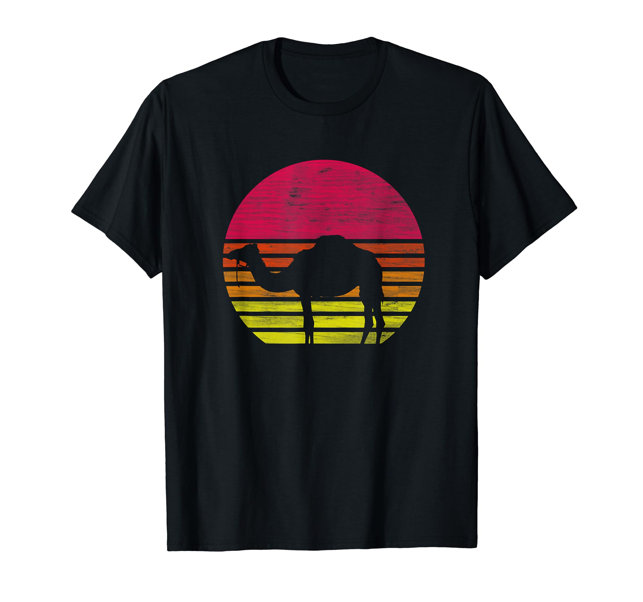 Desert Camel Silhouette Under Sunset T-Shirt - Custom Art Print Men Women - T-Shirt, Sweatshirt, Hoodie