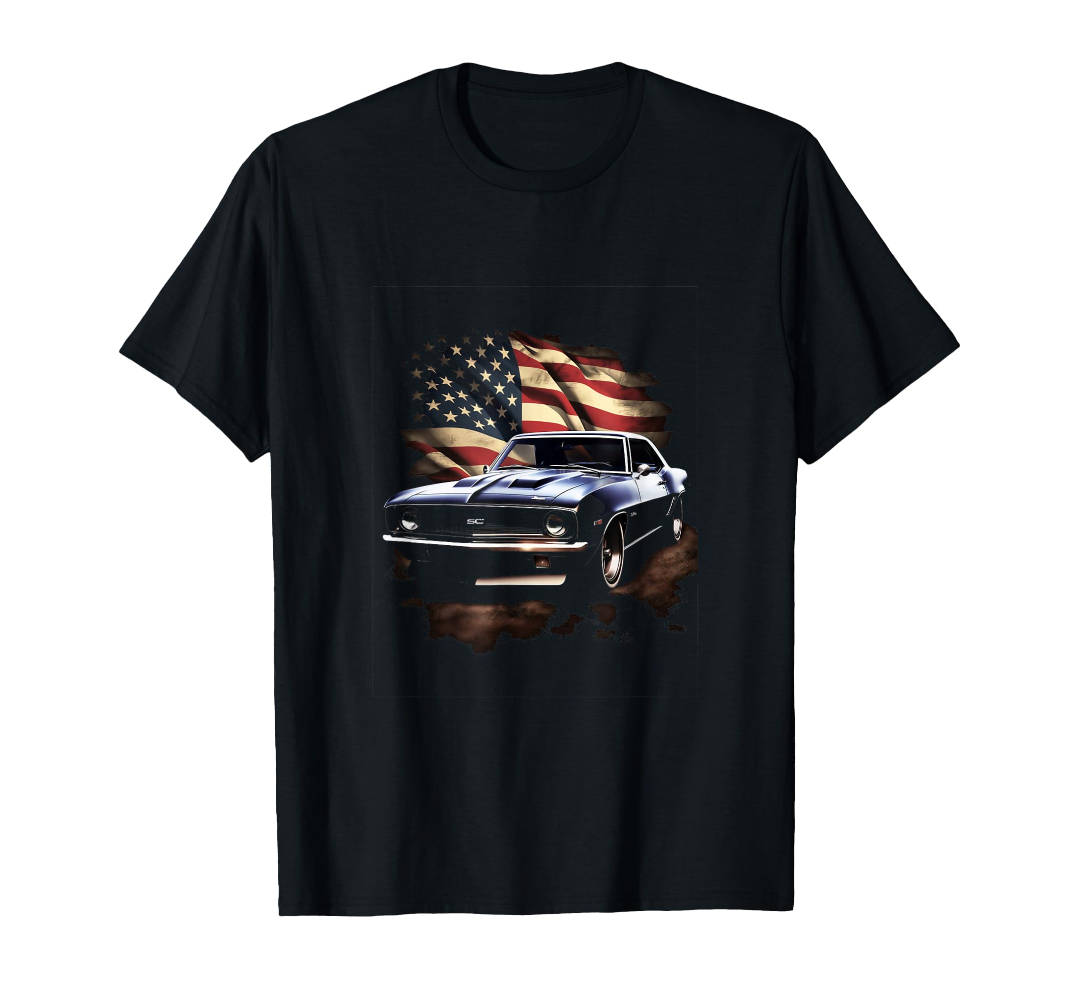 Muscle Car American Usa Flag Car T-Shirt - Aesthetic Graphic Men Women - T-Shirt, Sweatshirt, Hoodie
