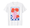 Wavy Flower Vase Checkerboard T-Shirt - Casual Everyday Wear for Adults - T-Shirt, Sweatshirt, Hoodie