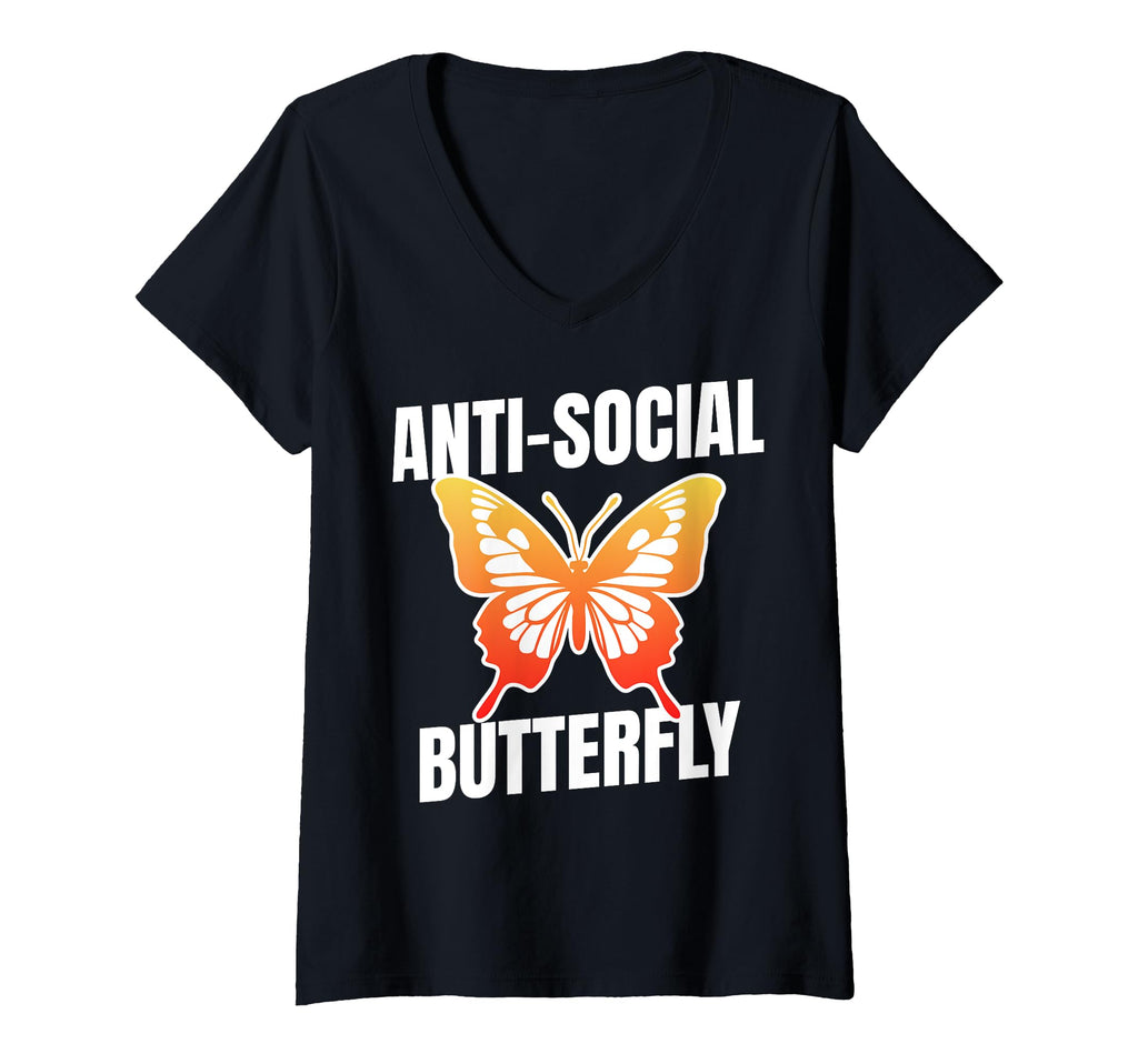 Womens Anti Social Butterfly Funny T-Shirt - Custom Art Print Unisex - T-Shirt, Sweatshirt, Hoodie