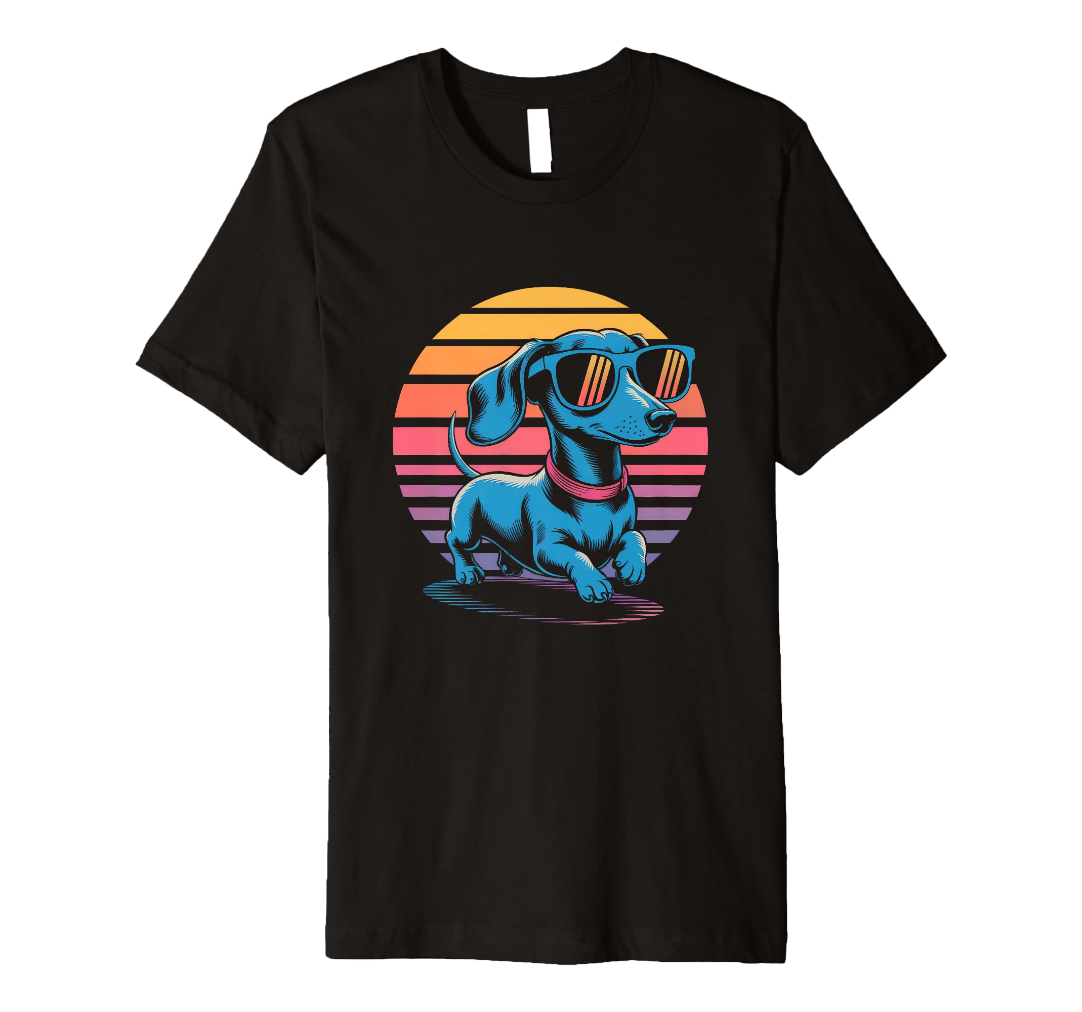 Dachshund Dog Sunglasses 80S Vaporwave T-Shirt - Graphic Print Men Women - T-Shirt, Sweatshirt, Hoodie
