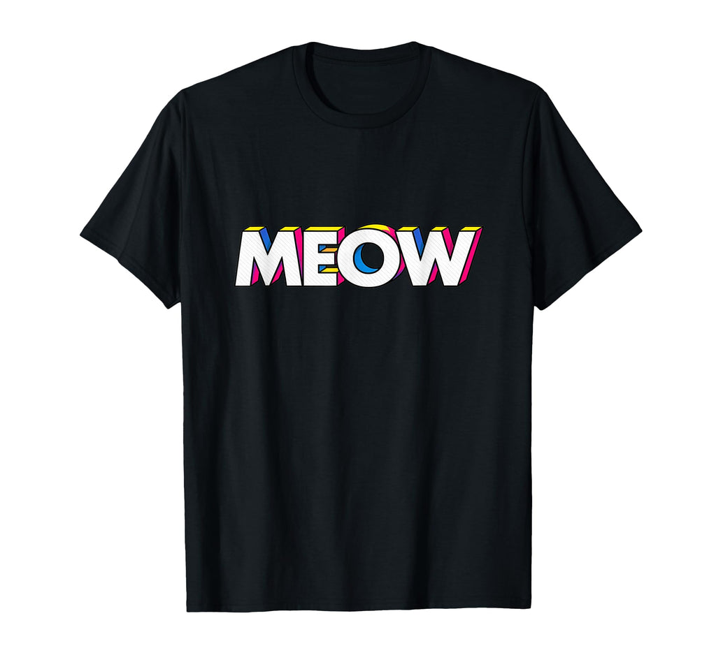 Cat Expression Meow Pop Art Typography T-Shirt - Minimalist Print Unisex - T-Shirt, Sweatshirt, Hoodie