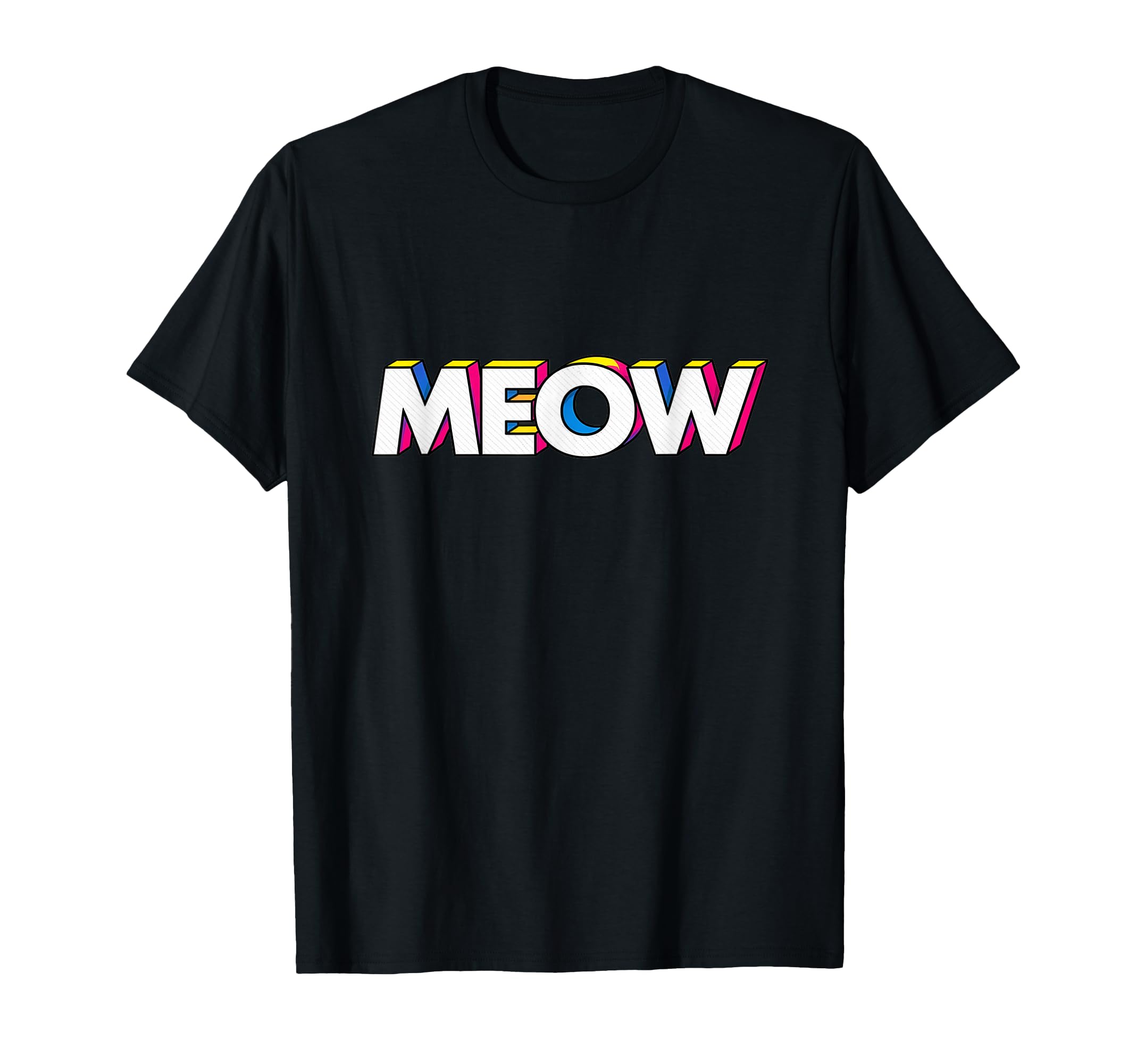 Cat Expression Meow Pop Art Typography T-Shirt - Minimalist Print Unisex - T-Shirt, Sweatshirt, Hoodie