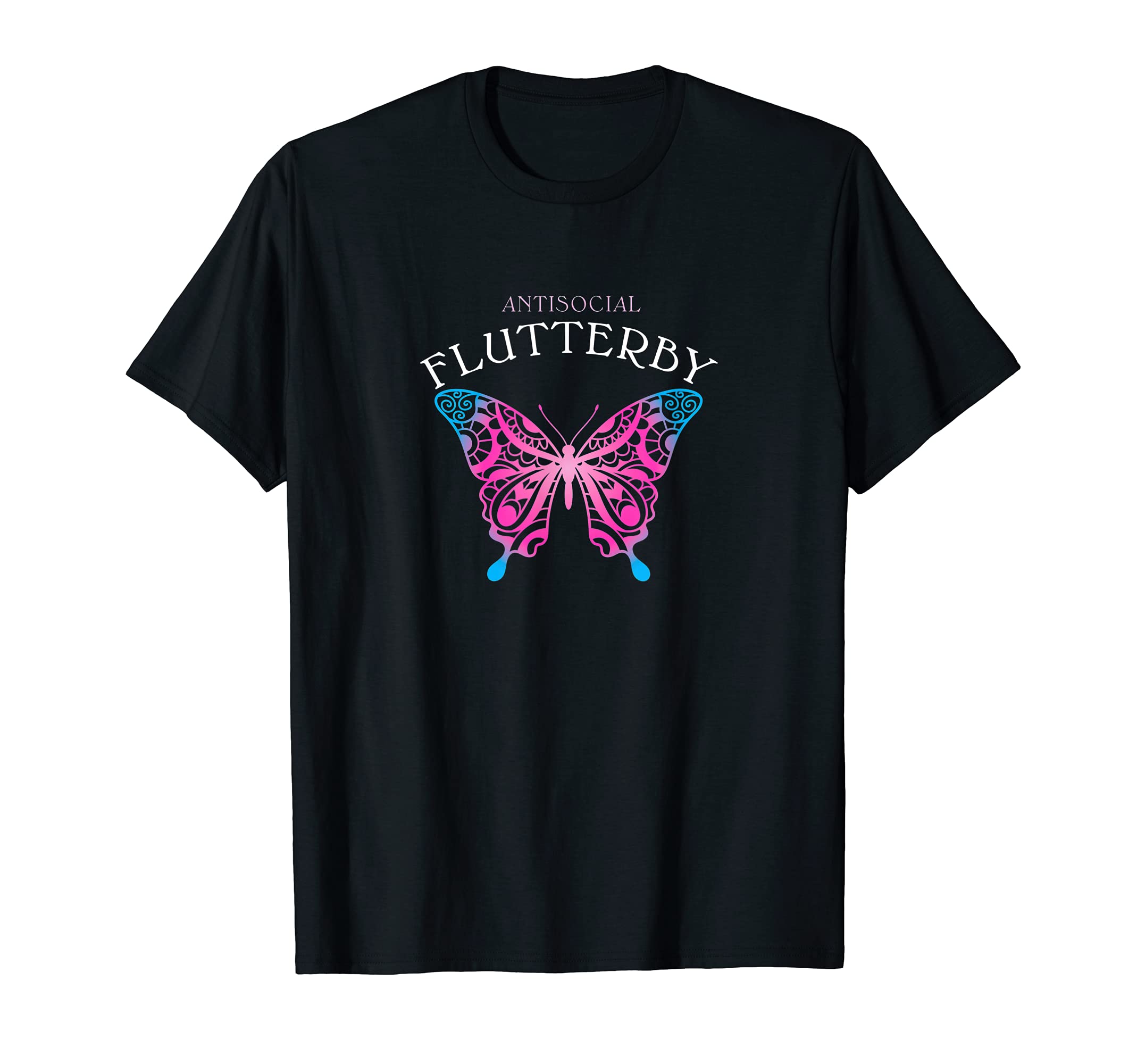 Antisocial Flutterby Butterfly Gradient T-Shirt - Aesthetic Graphic Unisex - T-Shirt, Sweatshirt, Hoodie