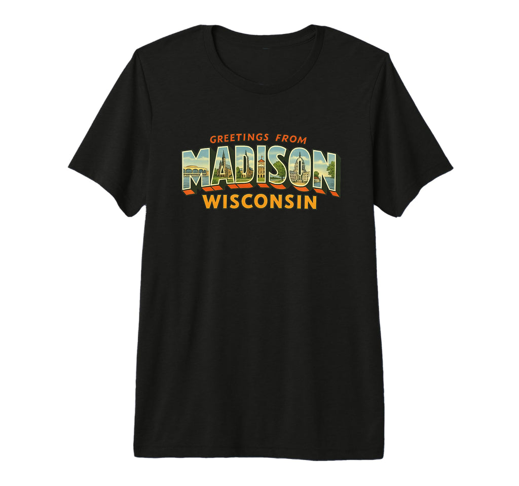 Madison Wisconsin Postcard Tri Blend T-Shirt - Graphic Print for Adults - T-Shirt, Sweatshirt, Hoodie