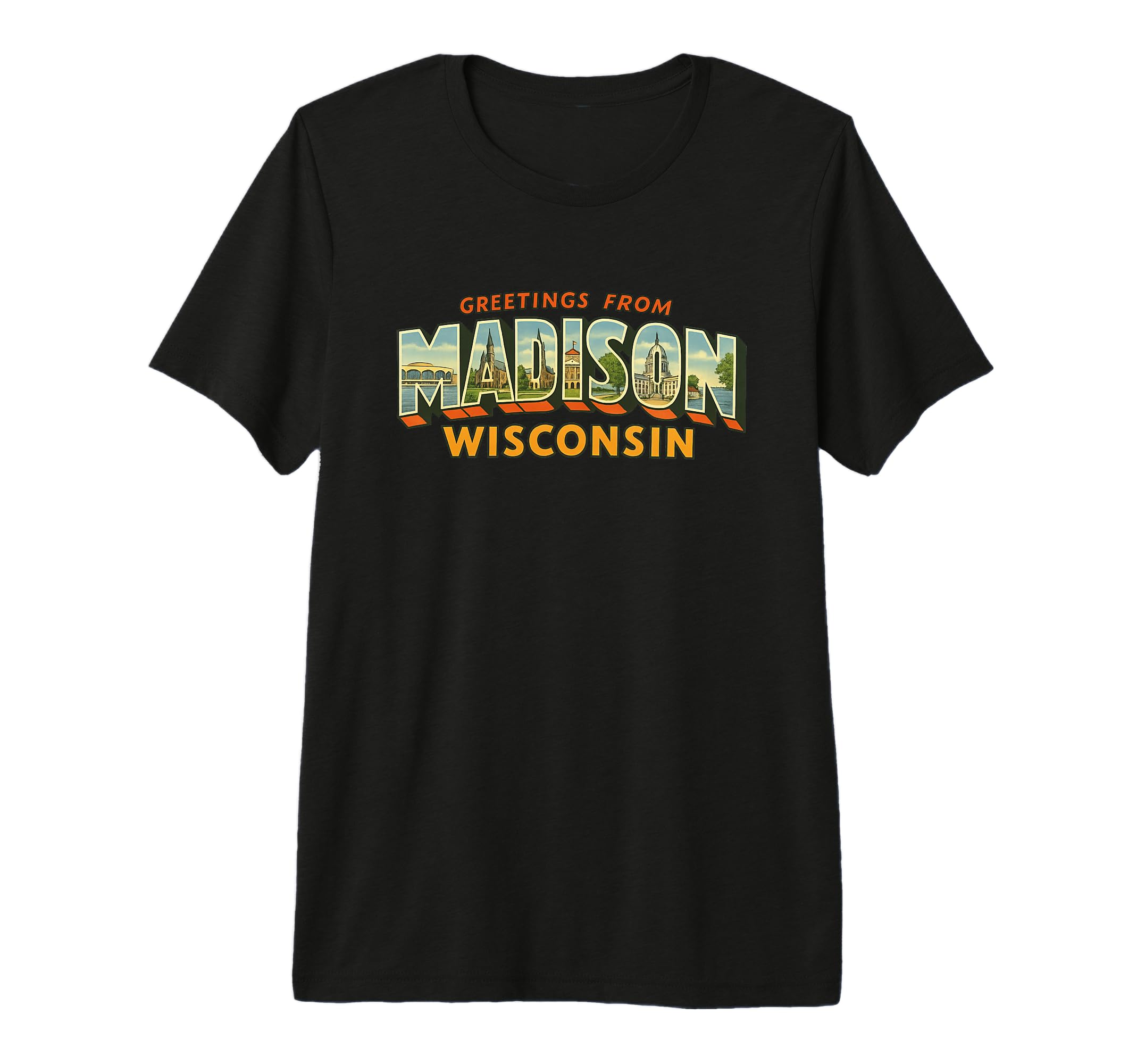 Madison Wisconsin Postcard Tri Blend T-Shirt - Graphic Print for Adults - T-Shirt, Sweatshirt, Hoodie