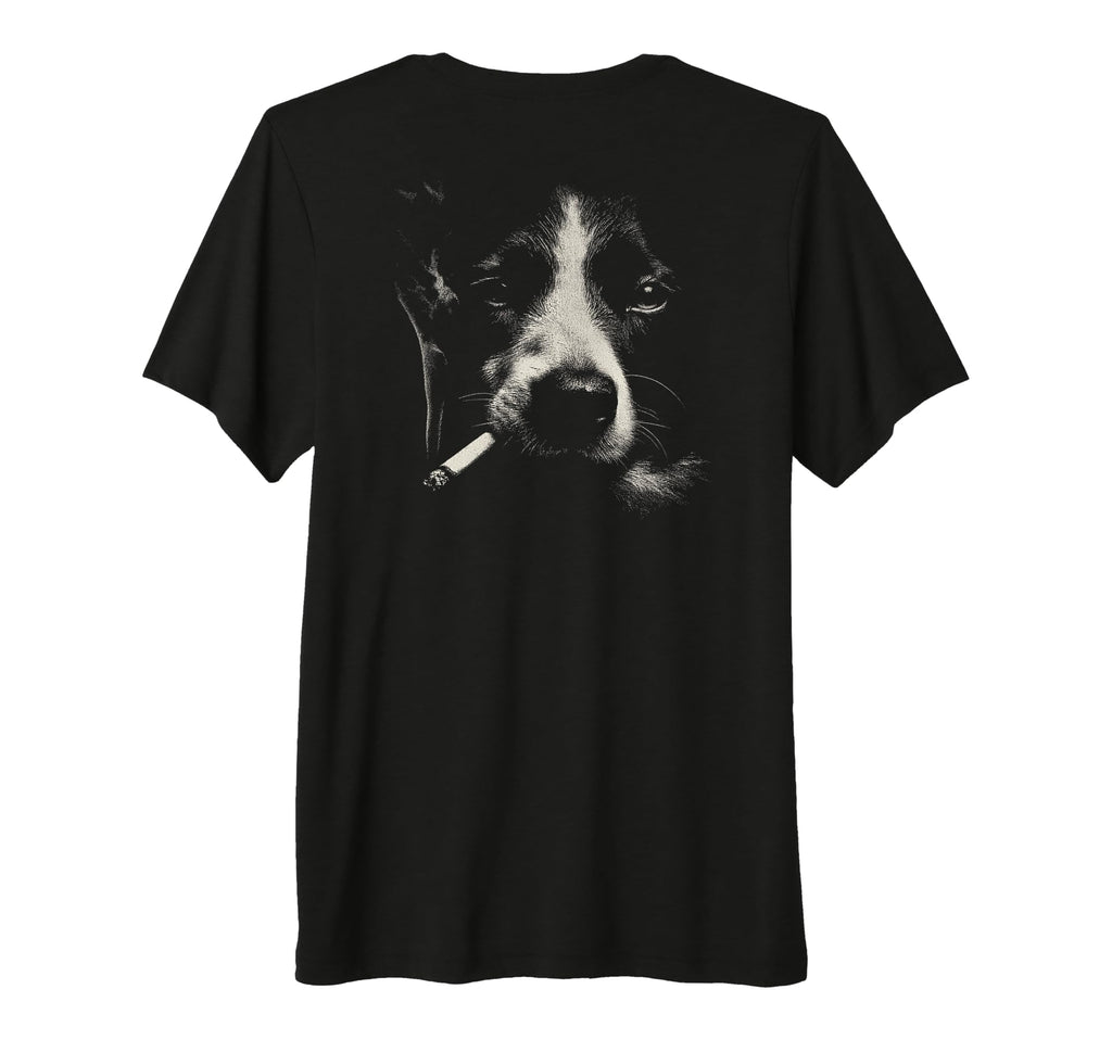 Border Collie Smoking Cigarette Grunge T-Shirt - Fun Novelty Design Unisex - T-Shirt, Sweatshirt, Hoodie