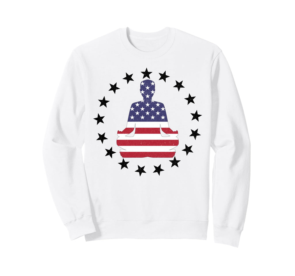 Patriotic Yoga Pose American Sweatshirt - Fun Novelty Design Men Women - T-Shirt, Sweatshirt, Hoodie