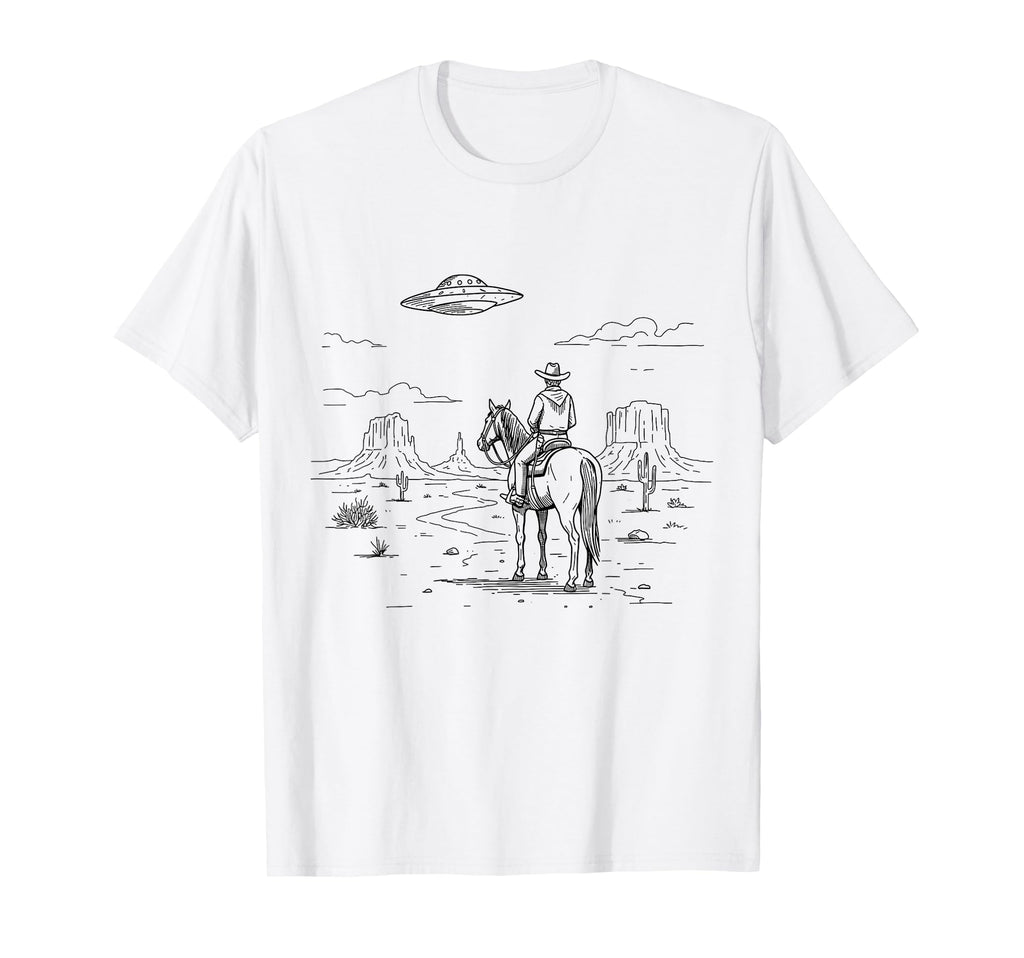 Western Cowboy Ufo Alien Aesthetic T-Shirt - Trendy Graphic Men Women - T-Shirt, Sweatshirt, Hoodie