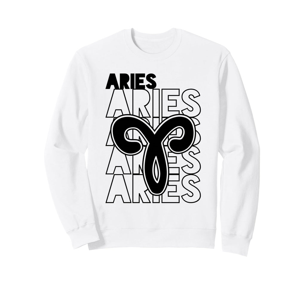 Aries Zodiac Typography Astrology Sweatshirt - Trendy Graphic Men Women - T-Shirt, Sweatshirt, Hoodie