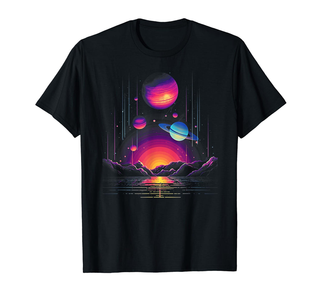 Vaporwave Solar System 80S Synthwave Space T-Shirt - Unique Graphic Unisex - T-Shirt, Sweatshirt, Hoodie