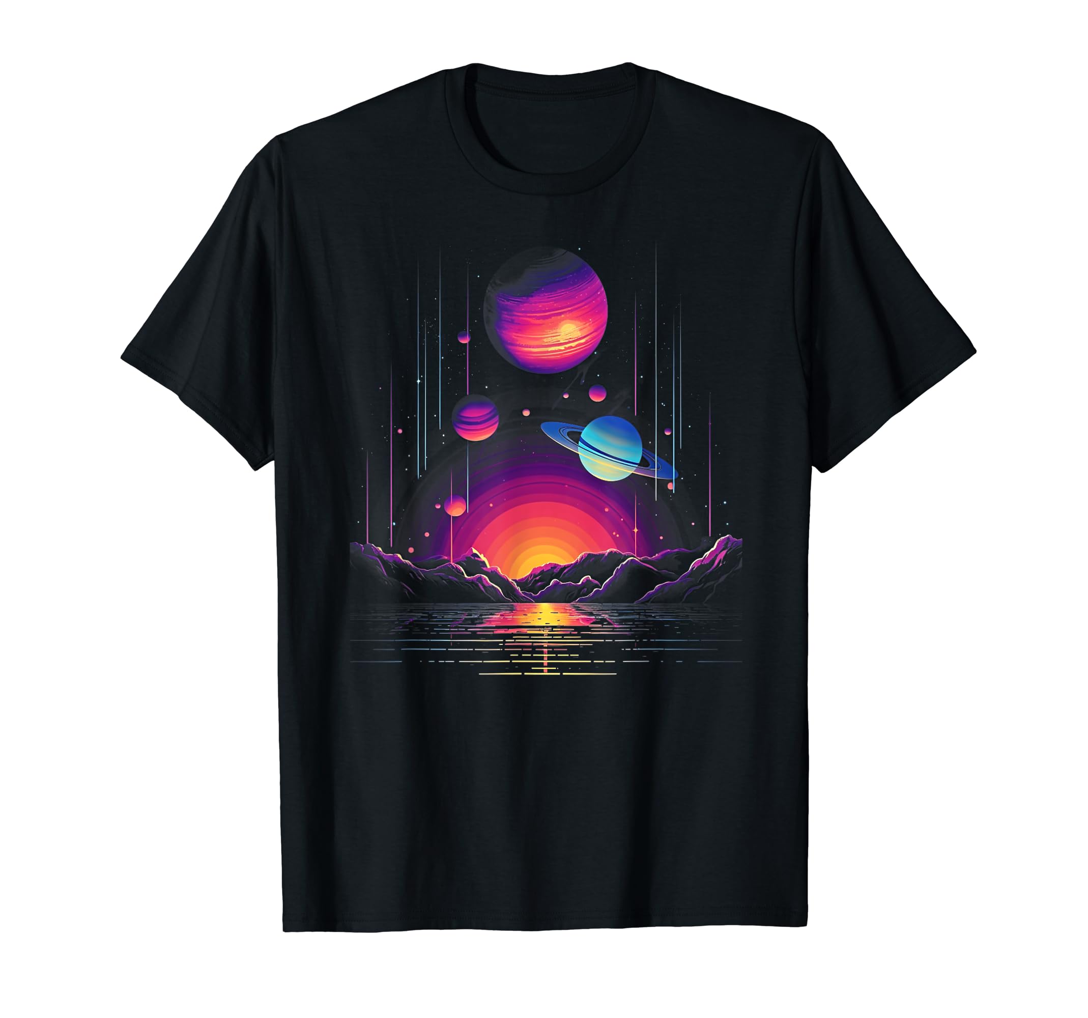 Vaporwave Solar System 80S Synthwave Space T-Shirt - Unique Graphic Unisex - T-Shirt, Sweatshirt, Hoodie