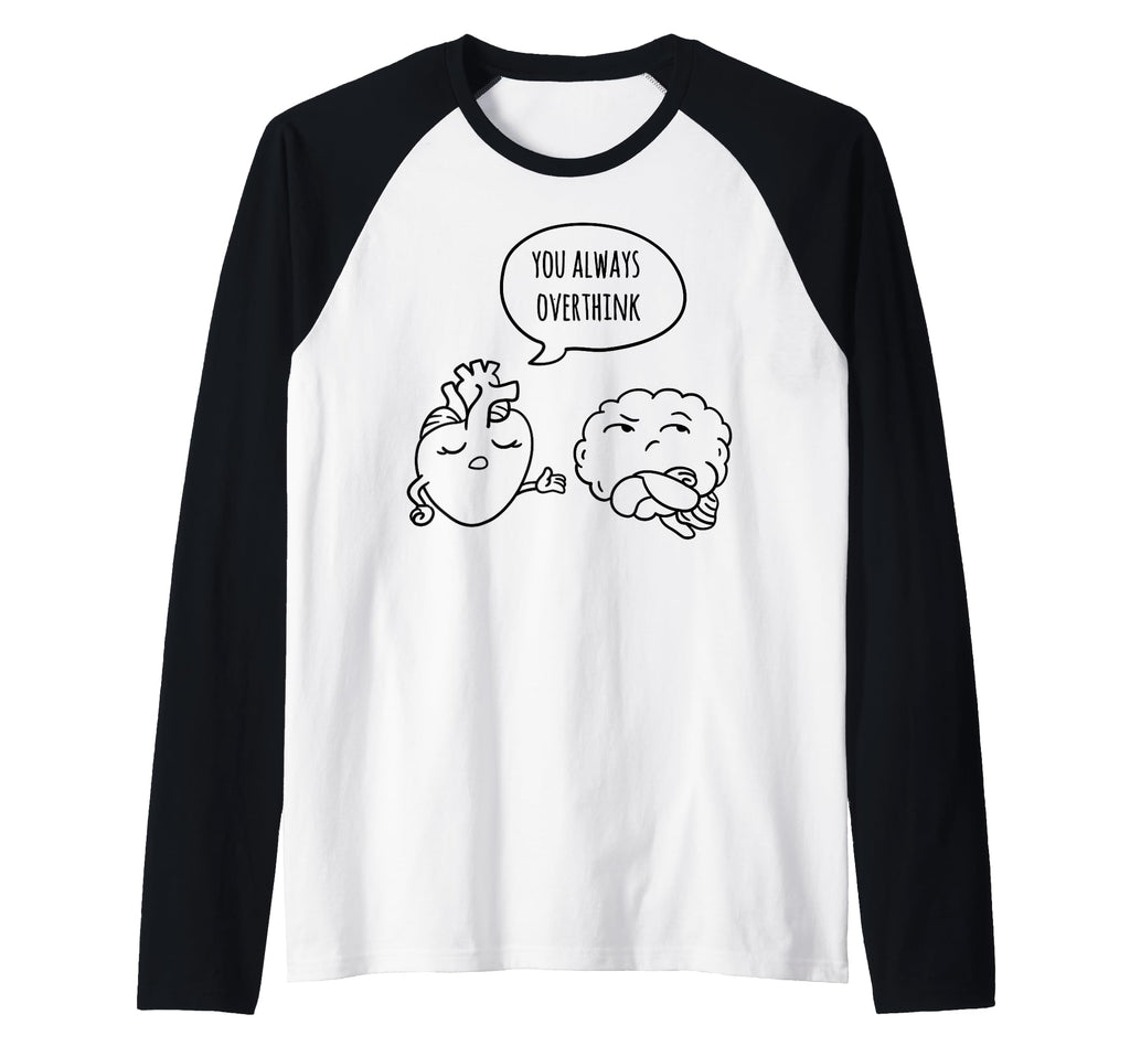 Overthinker Cartoon Raglan Sweatshirt - Fun Novelty Design for Adults - T-Shirt, Sweatshirt, Hoodie