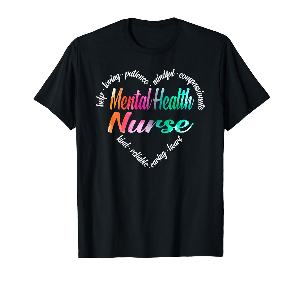 Mental Health Nurse Heart Word Cloud T-Shirt - Aesthetic Graphic Men Women - T-Shirt, Sweatshirt, Hoodie