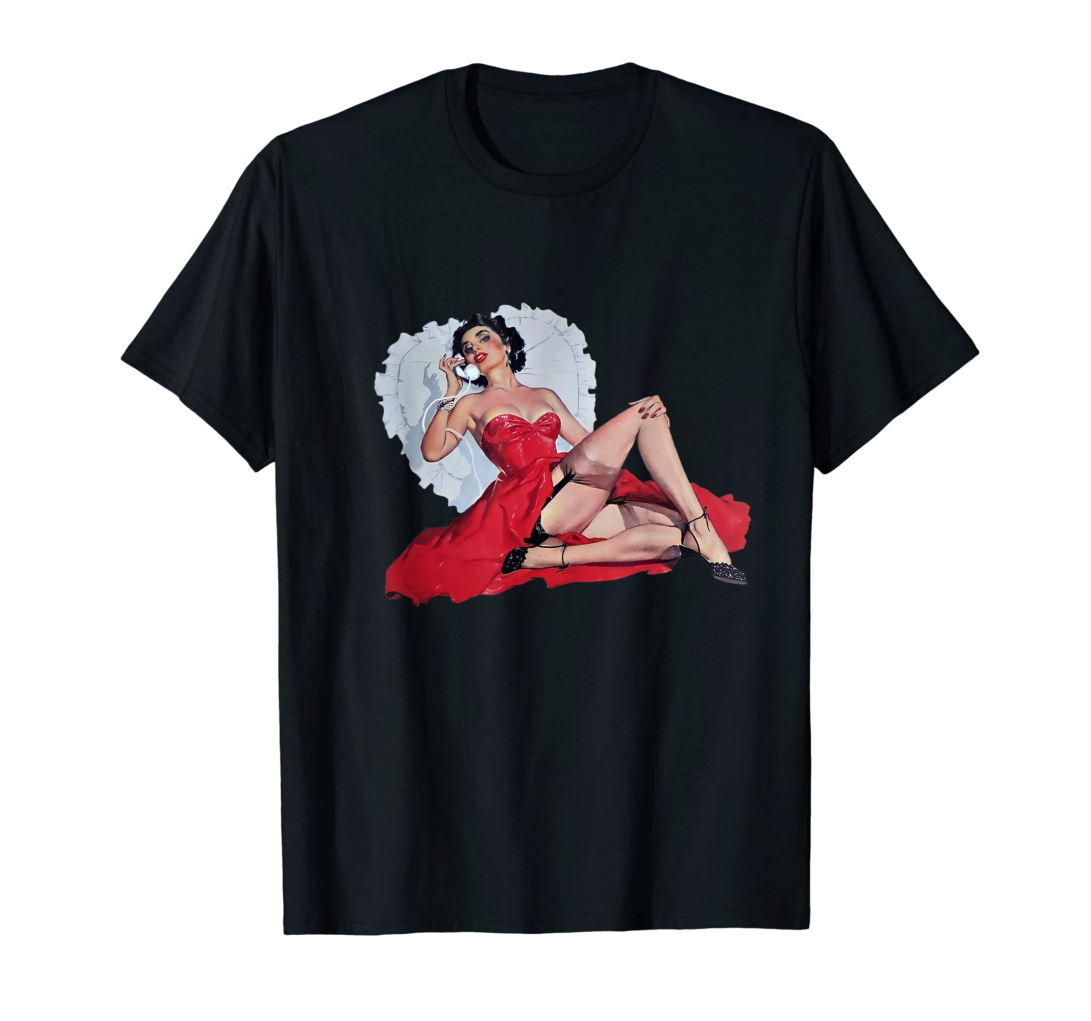 Model Pin Up Red Dress T-Shirt - Novelty Apparel Unisex - T-Shirt, Sweatshirt, Hoodie
