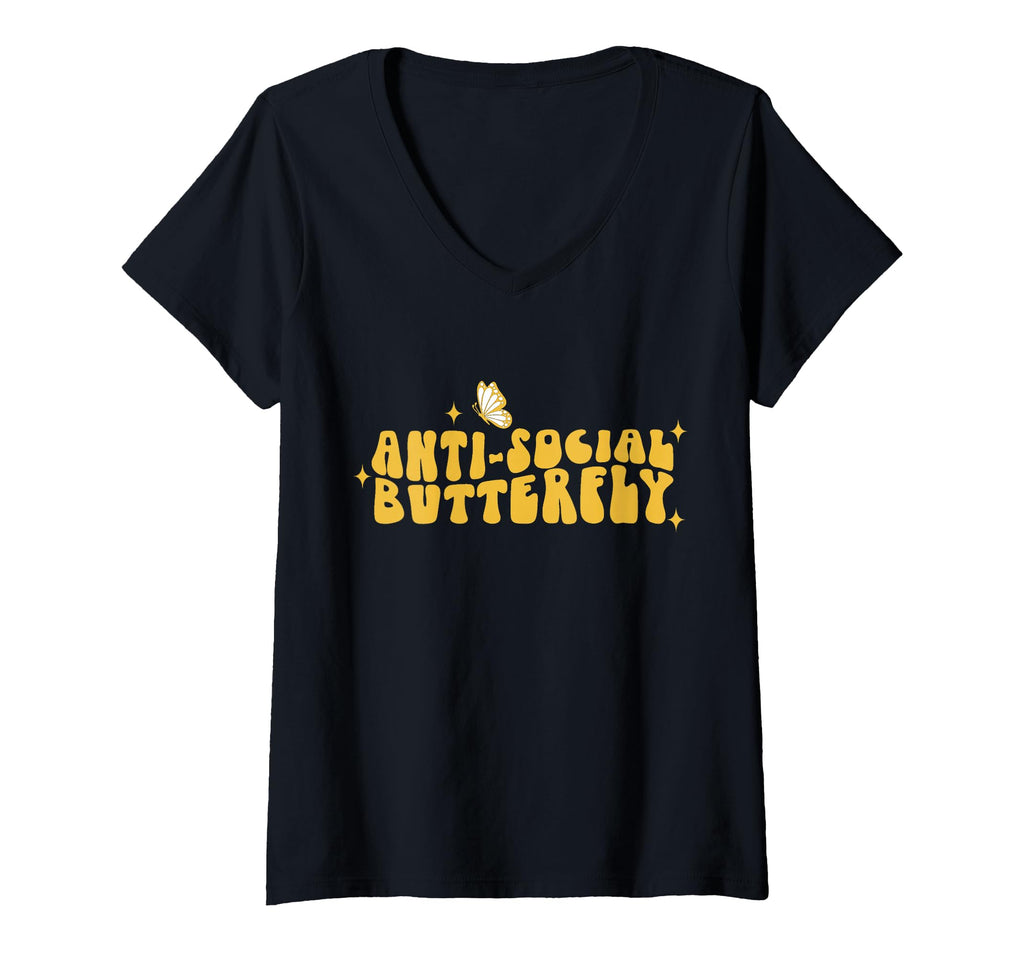 Womens Anti Social Funny Butterfly V T-Shirt - Casual Everyday Wear Unisex - T-Shirt, Sweatshirt, Hoodie