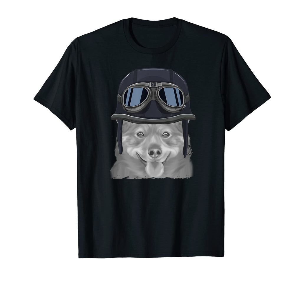 Swedish Vallhund Wearing Motorcycle T-Shirt - Trendy Graphic for Adults - T-Shirt, Sweatshirt, Hoodie