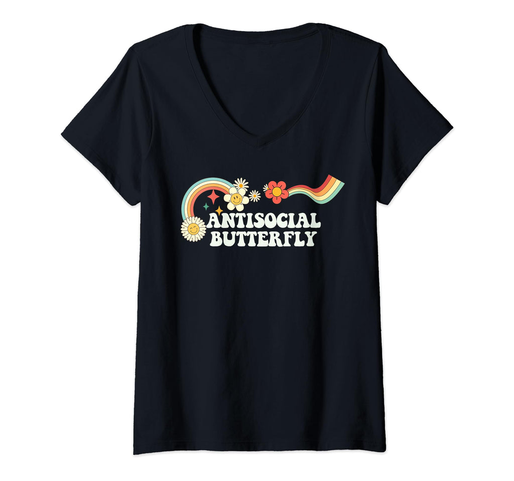 Womens Groovy Funny Antisocial T-Shirt - Fun Novelty Design for Adults - T-Shirt, Sweatshirt, Hoodie
