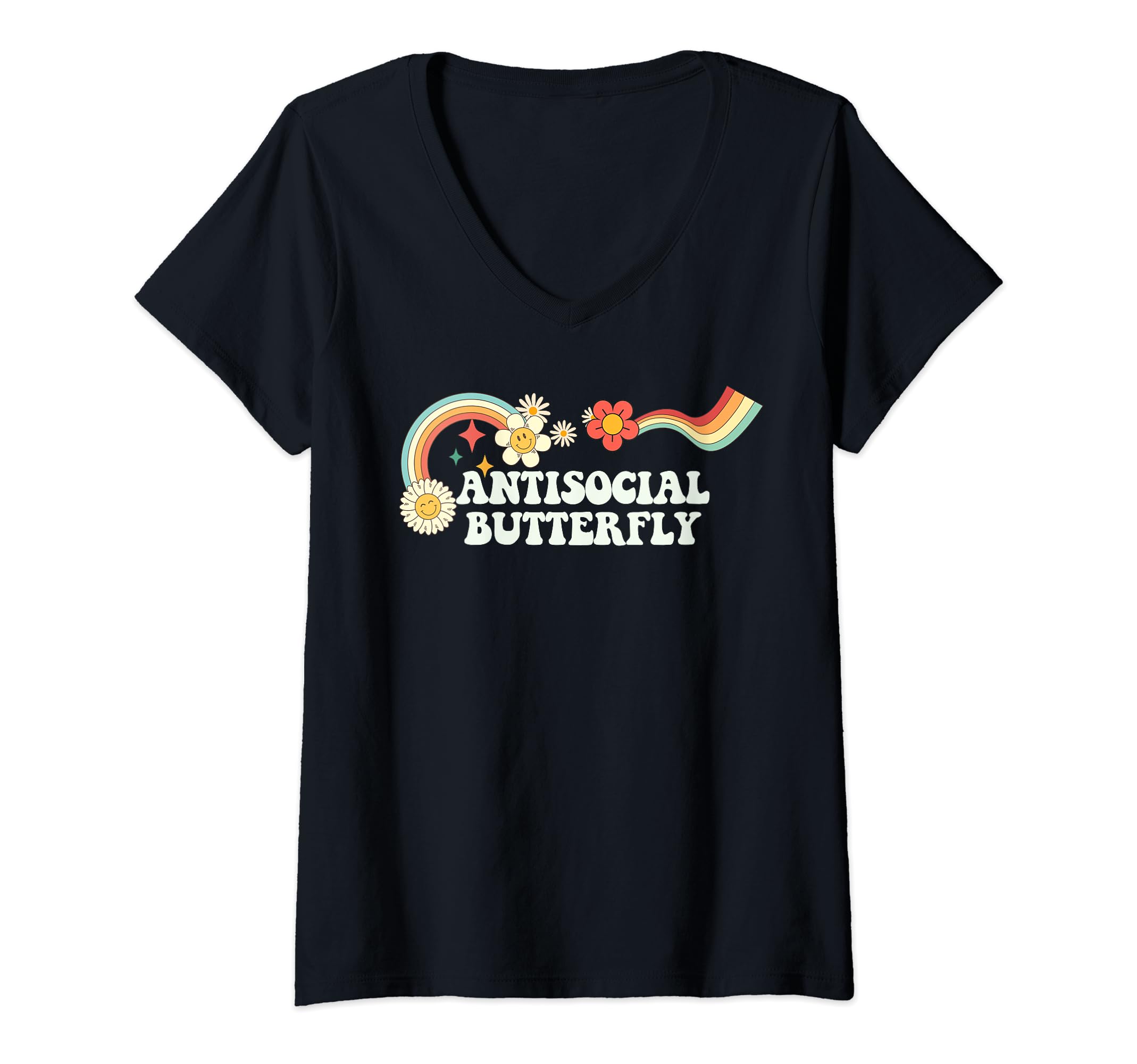 Womens Groovy Funny Antisocial T-Shirt - Fun Novelty Design for Adults - T-Shirt, Sweatshirt, Hoodie