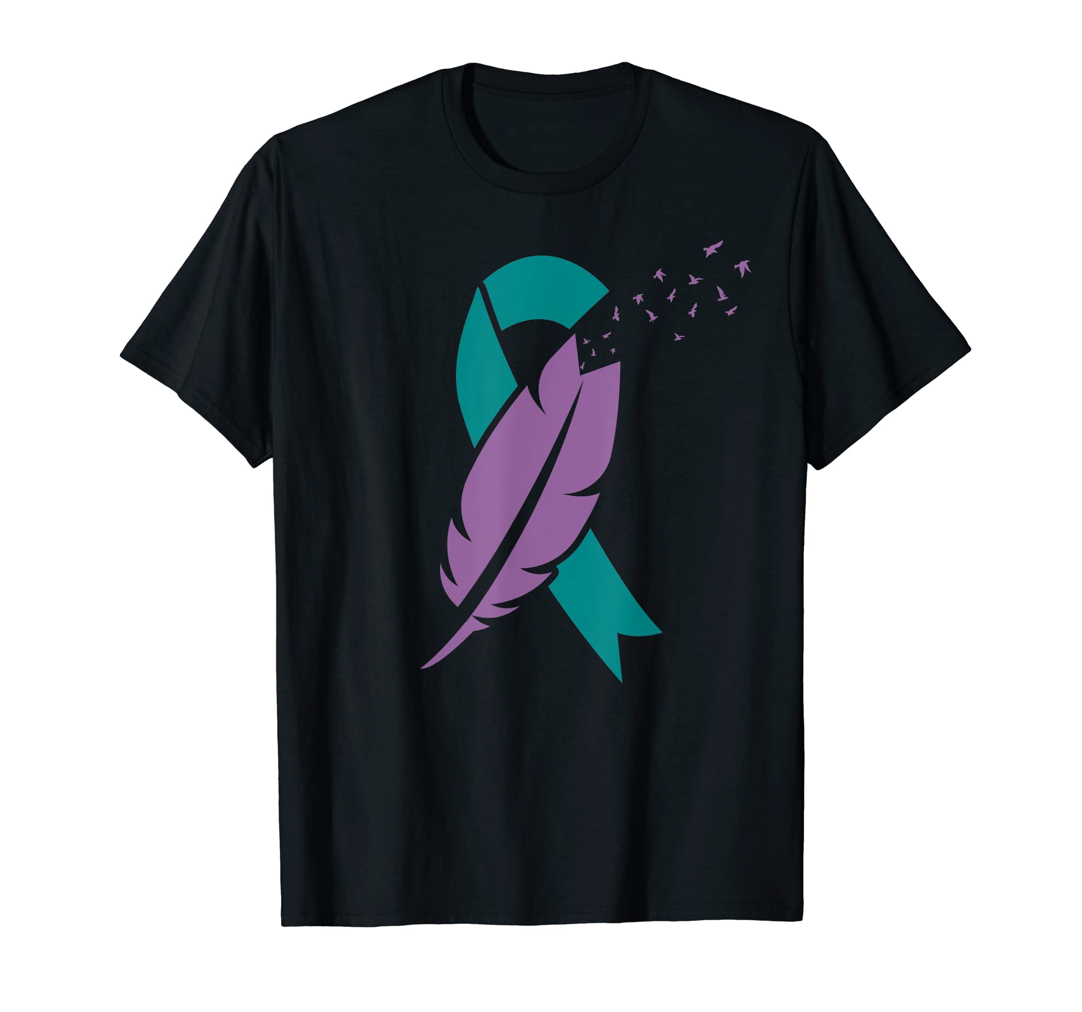 Ribbon Birds Feather Suicide T-Shirt - Minimalist Print for Adults - T-Shirt, Sweatshirt, Hoodie
