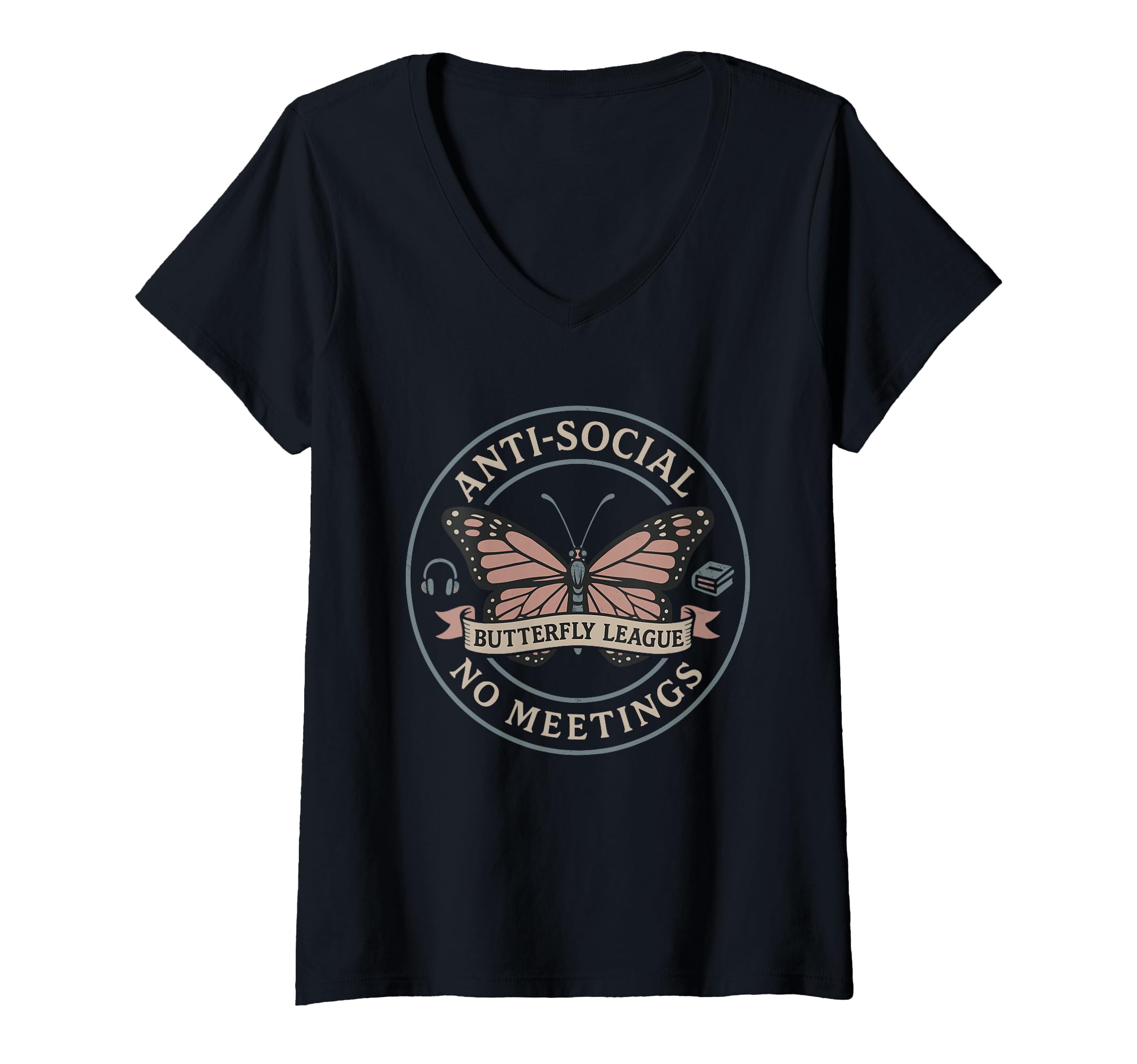 Womens Anti Social Butterfly Introvert T-Shirt - Unique Graphic Unisex - T-Shirt, Sweatshirt, Hoodie