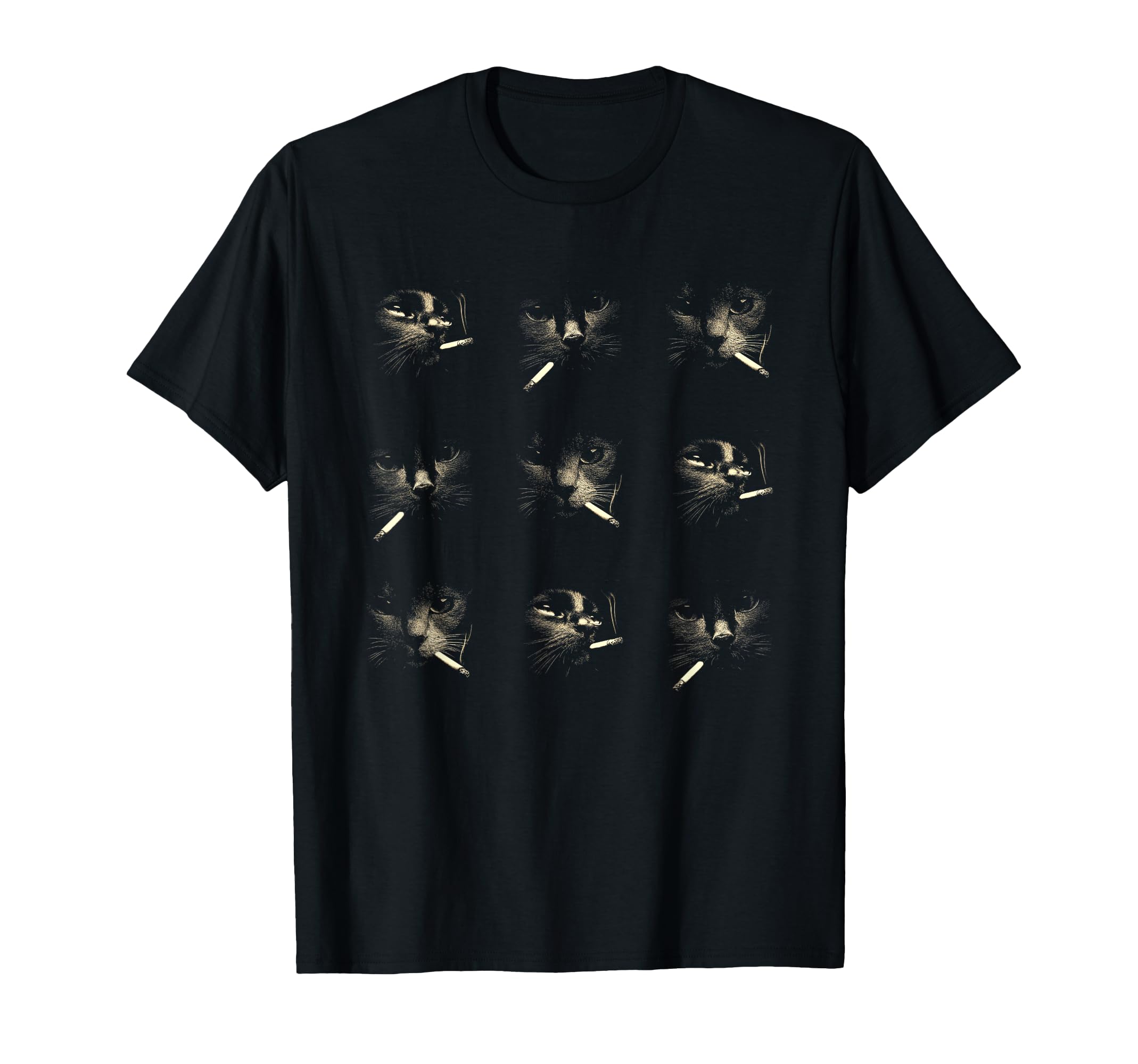 Funny Edgy Smoking Cat Meme 3X3 Grid T-Shirt - Novelty Apparel Men Women - T-Shirt, Sweatshirt, Hoodie