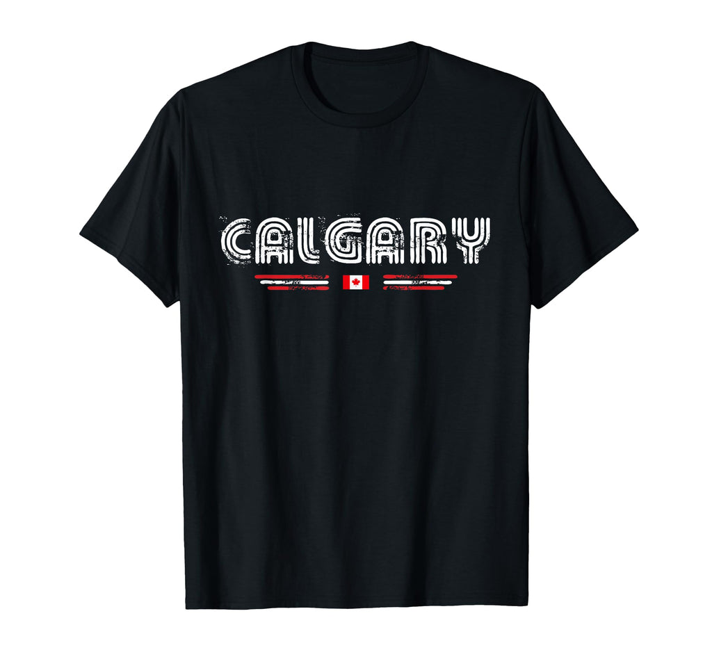 Calgary Canada 70S 80S Type Flag T-Shirt - Custom Art Print Men Women - T-Shirt, Sweatshirt, Hoodie