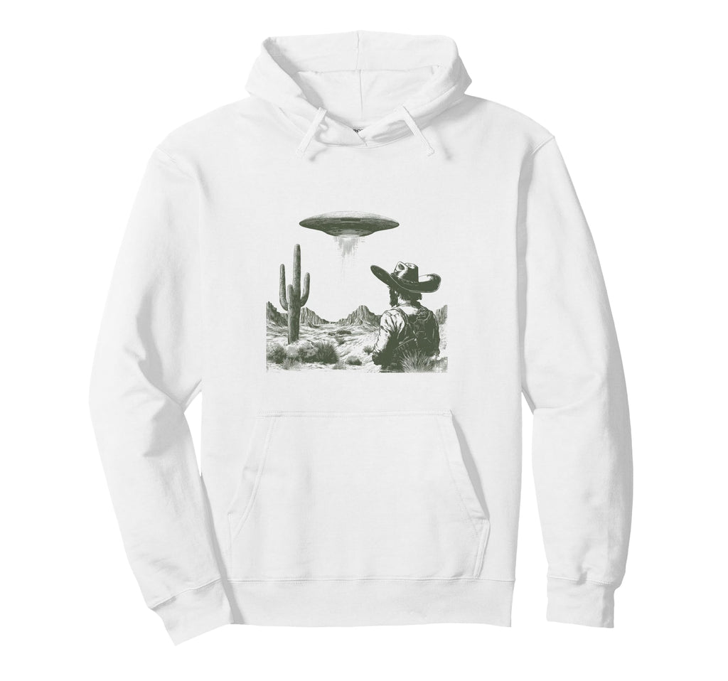 Cowboy Ufo Encounter Alien Western Hoodie - Novelty Apparel Unisex - T-Shirt, Sweatshirt, Hoodie