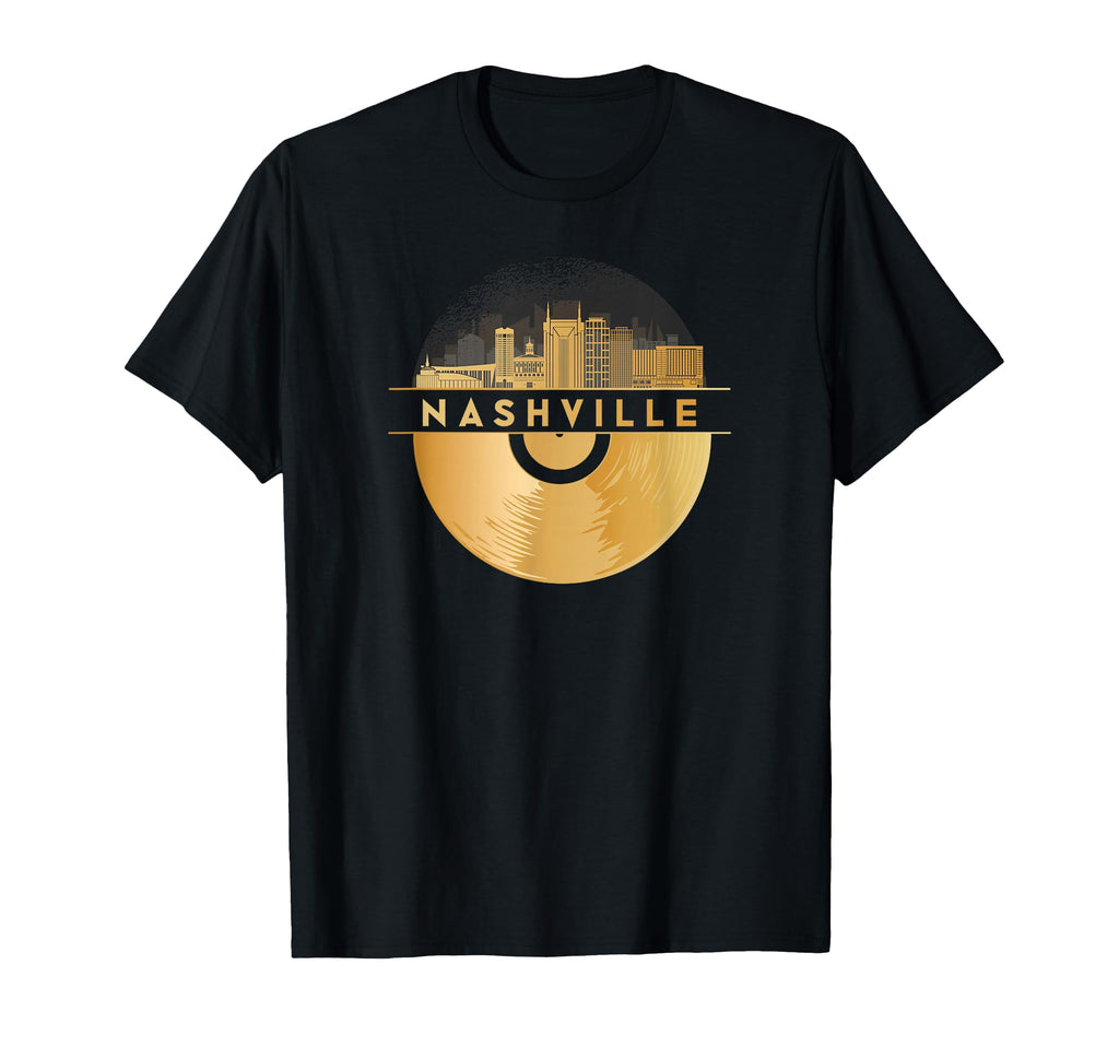 Vinyl Record Player Disco Music Skyline T-Shirt - Trendy Graphic Men Women - T-Shirt, Sweatshirt, Hoodie
