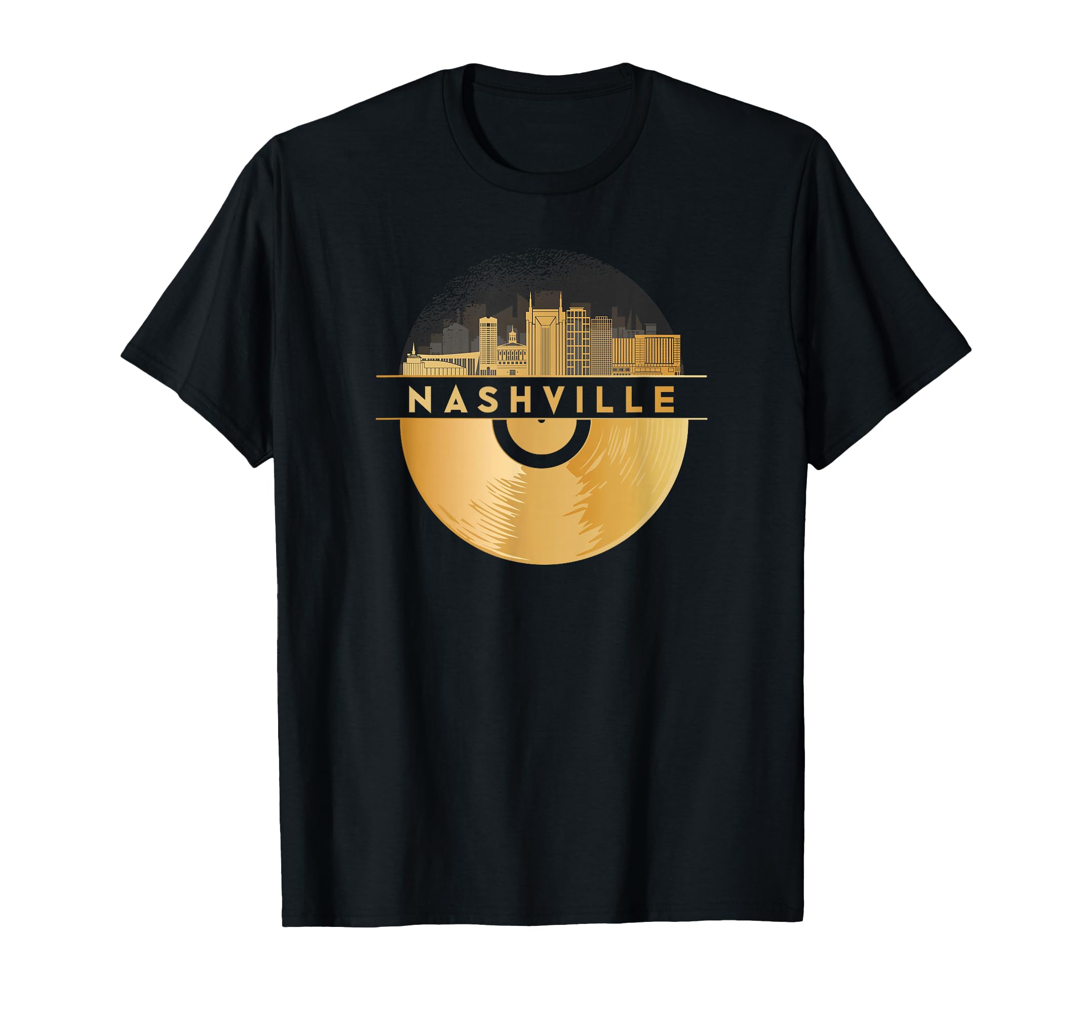 Vinyl Record Player Disco Music Skyline T-Shirt - Trendy Graphic Men Women - T-Shirt, Sweatshirt, Hoodie