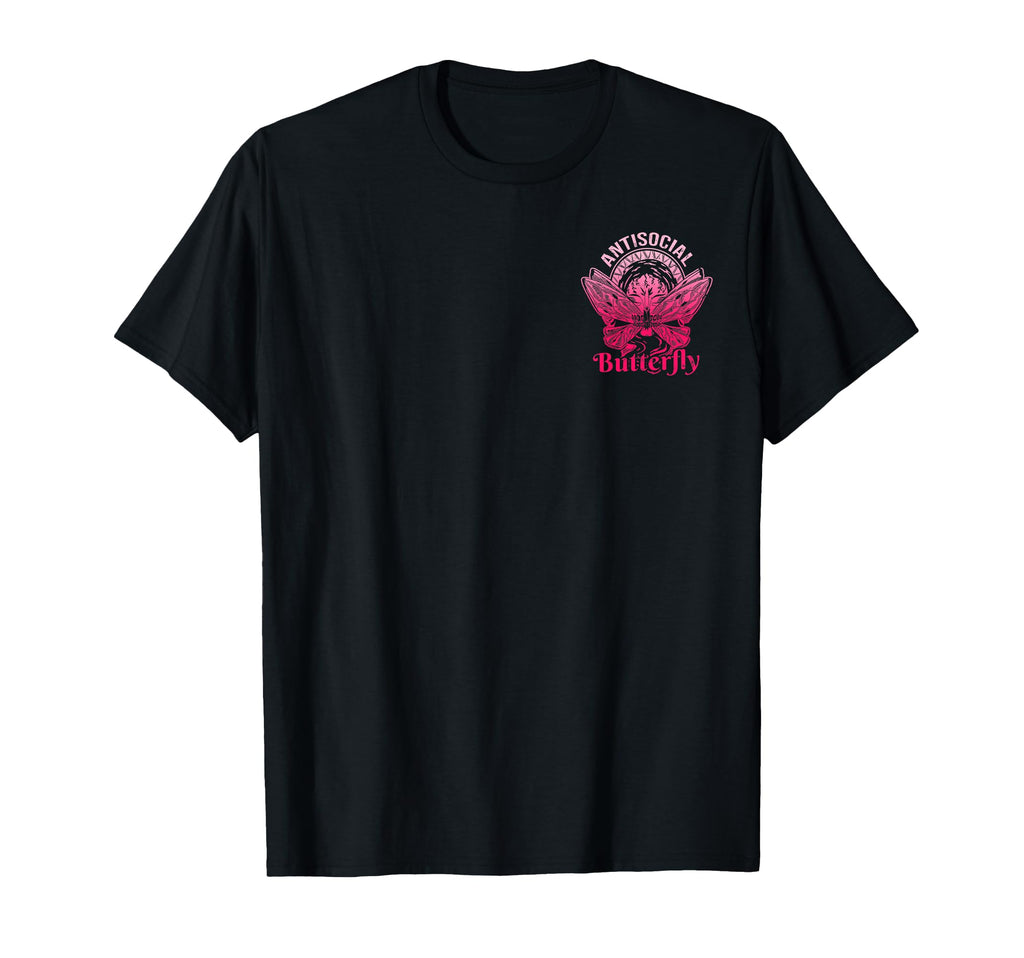 Antisocial Butterfly Moth Gothic Dark T-Shirt - Fun Novelty Design Unisex - T-Shirt, Sweatshirt, Hoodie