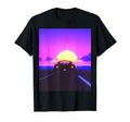 Vaporwave Aesthetic Sports Car Beach Sunset T-Shirt - Graphic Print Unisex - T-Shirt, Sweatshirt, Hoodie