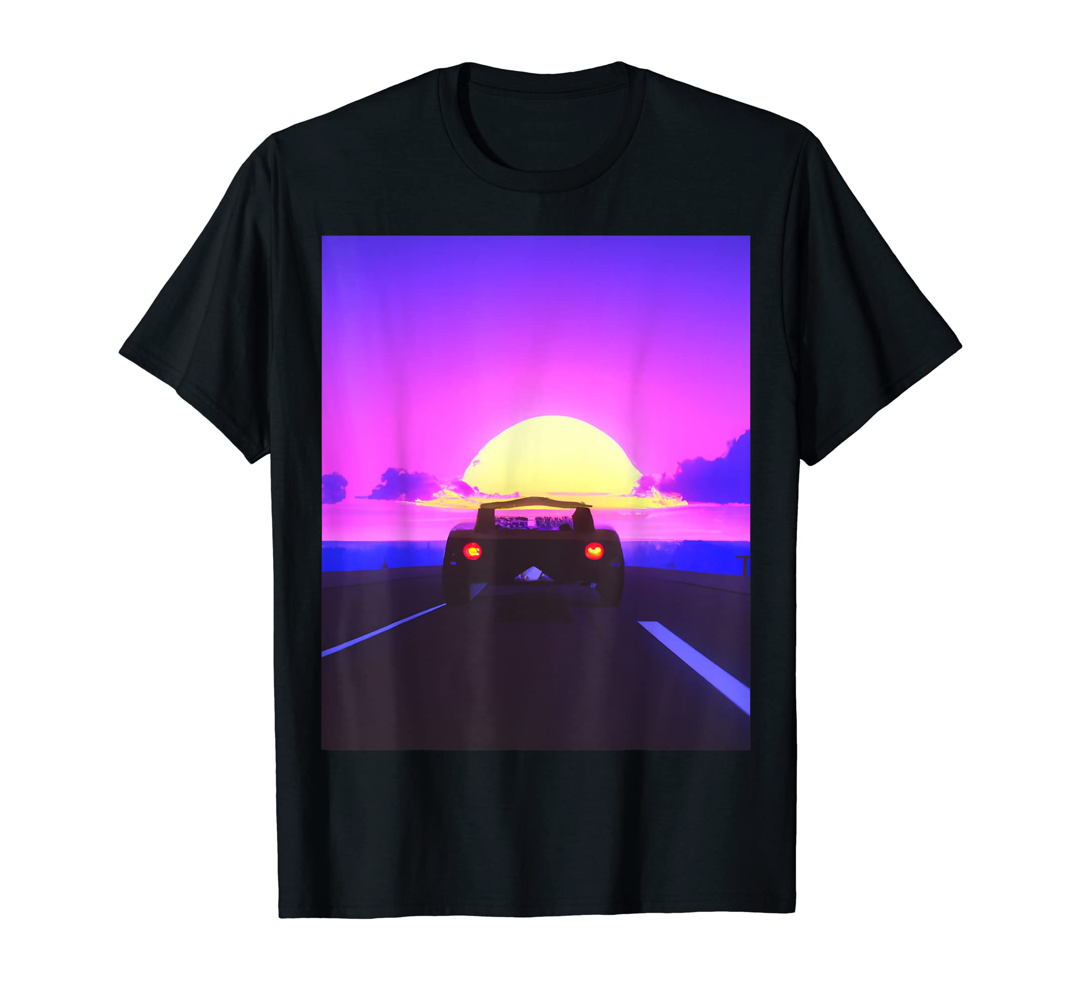 Vaporwave Aesthetic Sports Car Beach T-Shirt - Unique Graphic Men Women - T-Shirt, Sweatshirt, Hoodie