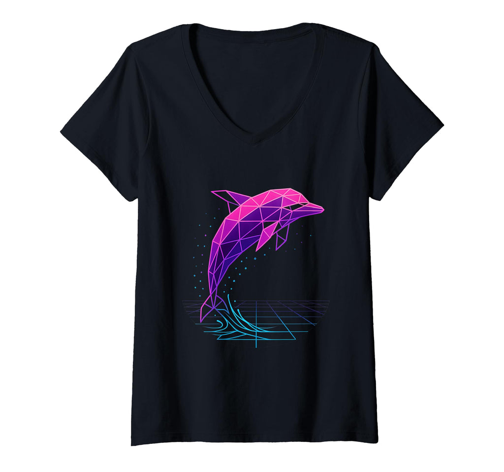 Vaporwave Dolphin Synthwave Ocean 80S Sweatshirt - Graphic Print Unisex - T-Shirt, Sweatshirt, Hoodie