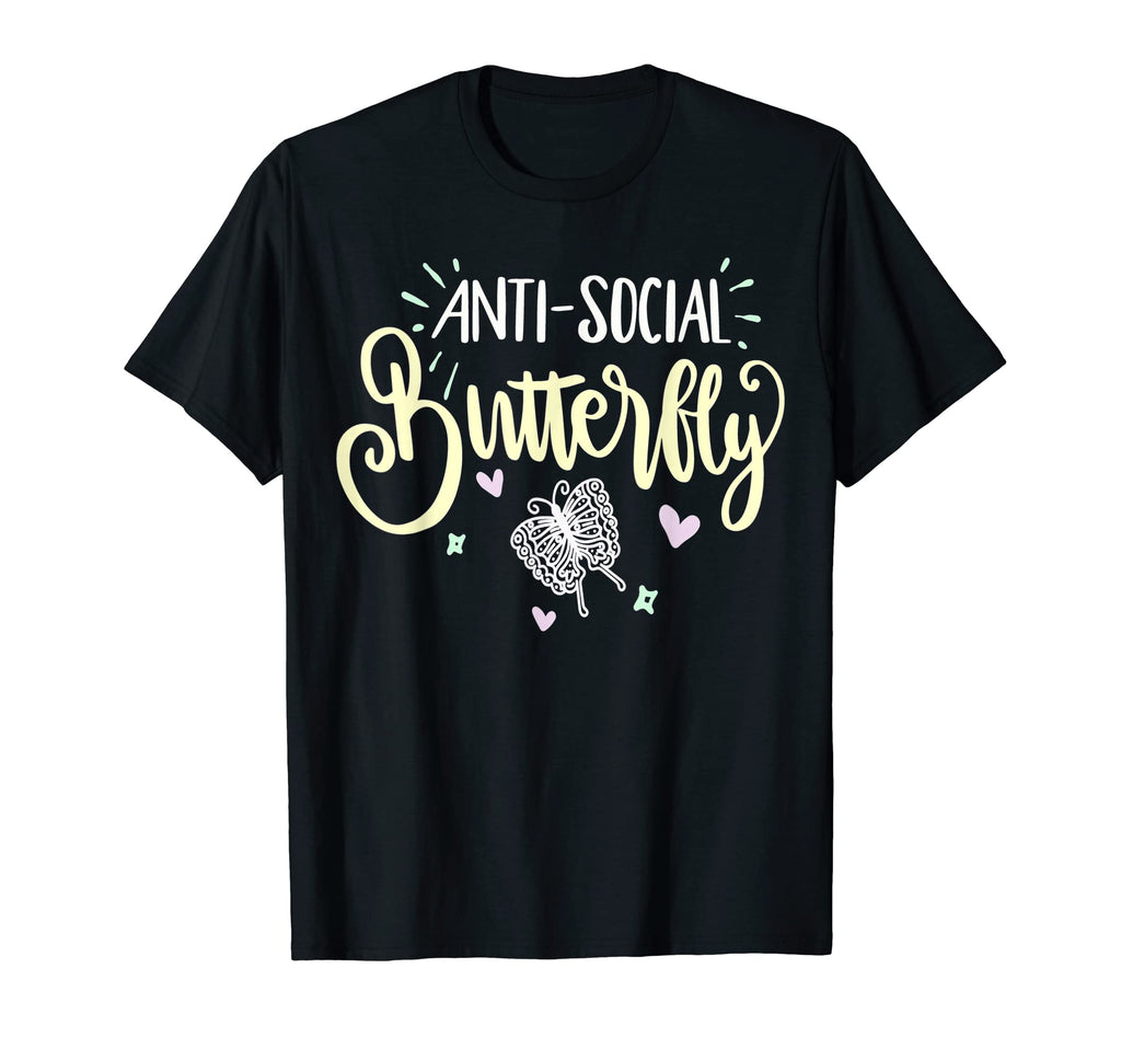 Funny Antisocial Butterfly Introvert T-Shirt - Unique Graphic Unisex - T-Shirt, Sweatshirt, Hoodie
