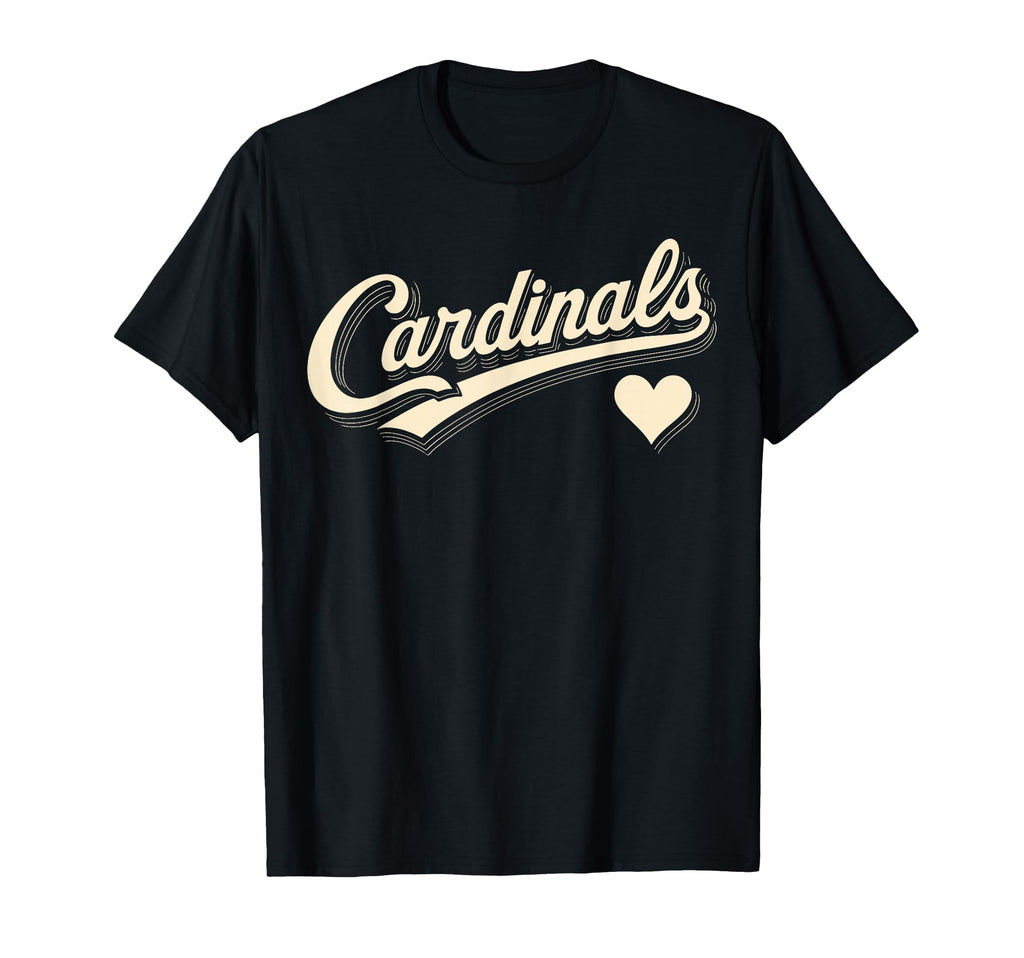 Cardinals Script Typography Heart Gift T-Shirt - Custom Art Print Men Women - T-Shirt, Sweatshirt, Hoodie
