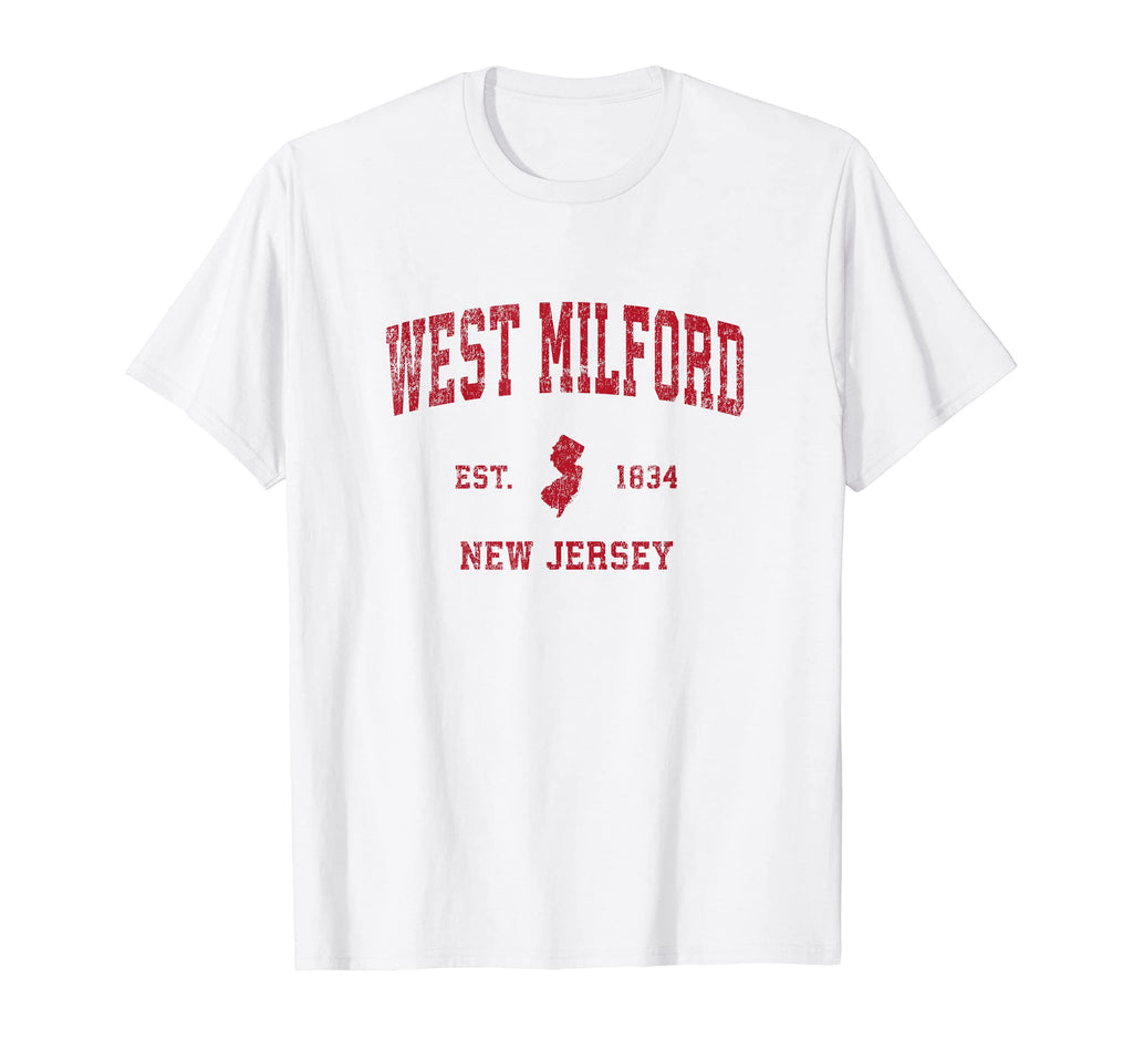 West Milford New Jersey Nj Sports Red T-Shirt - Custom Art Print Unisex - T-Shirt, Sweatshirt, Hoodie