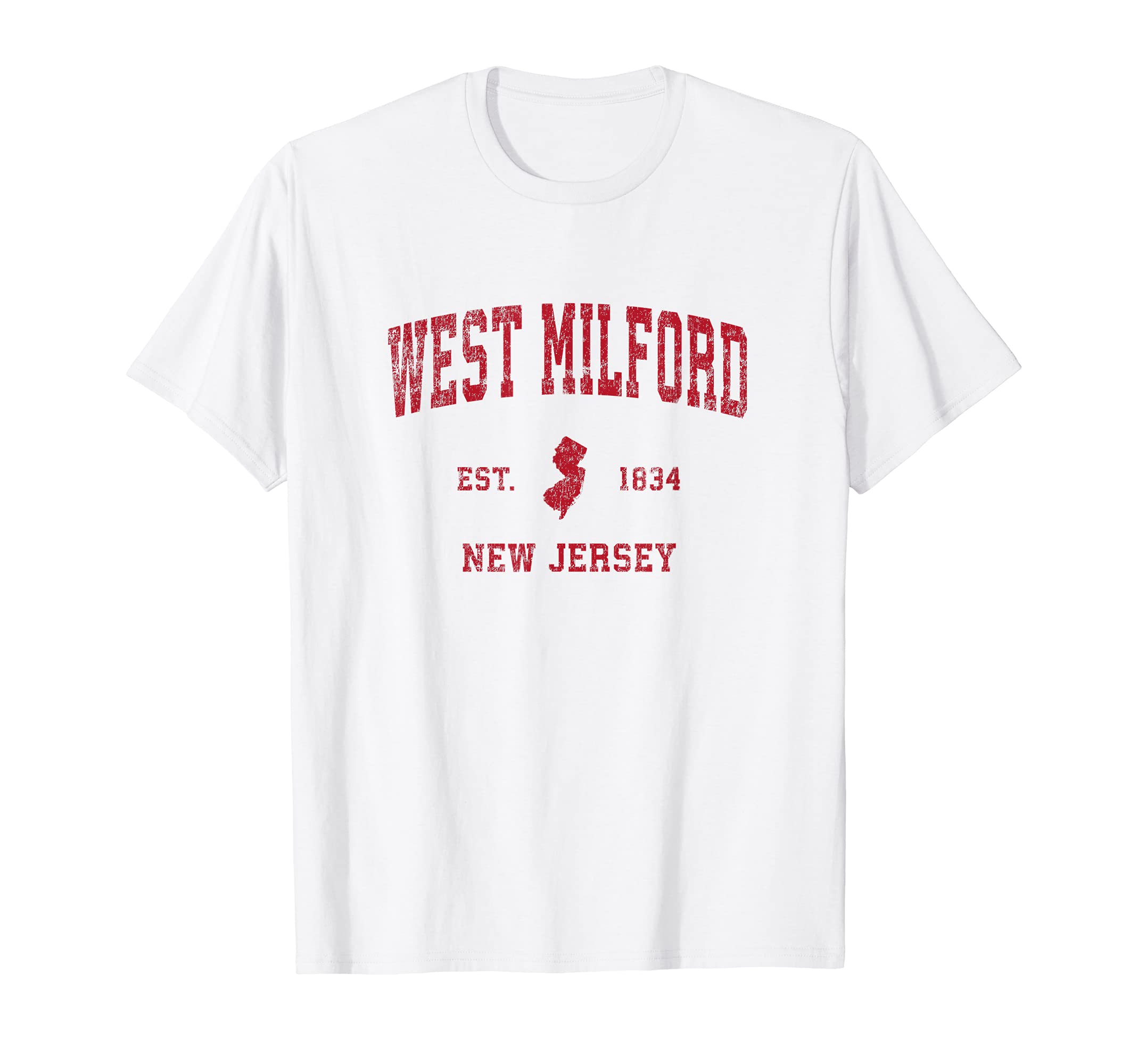 West Milford New Jersey Nj Sports Red T-Shirt - Custom Art Print Unisex - T-Shirt, Sweatshirt, Hoodie