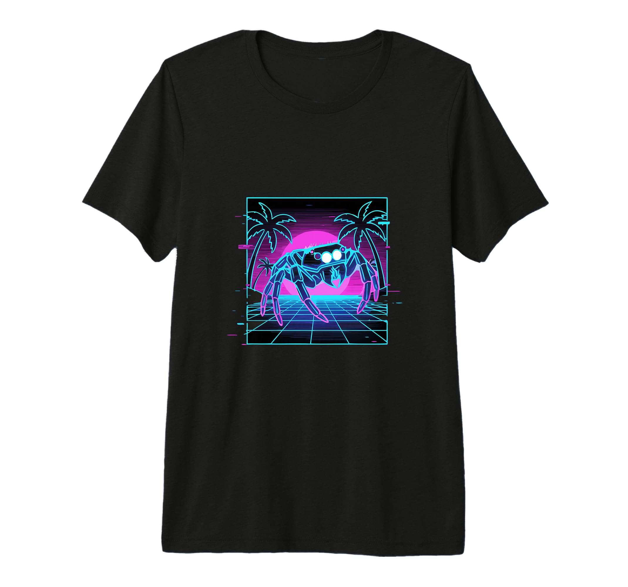 80S Synthwave Vaporwave Jumping Spider T-Shirt - Unique Graphic Unisex - T-Shirt, Sweatshirt, Hoodie