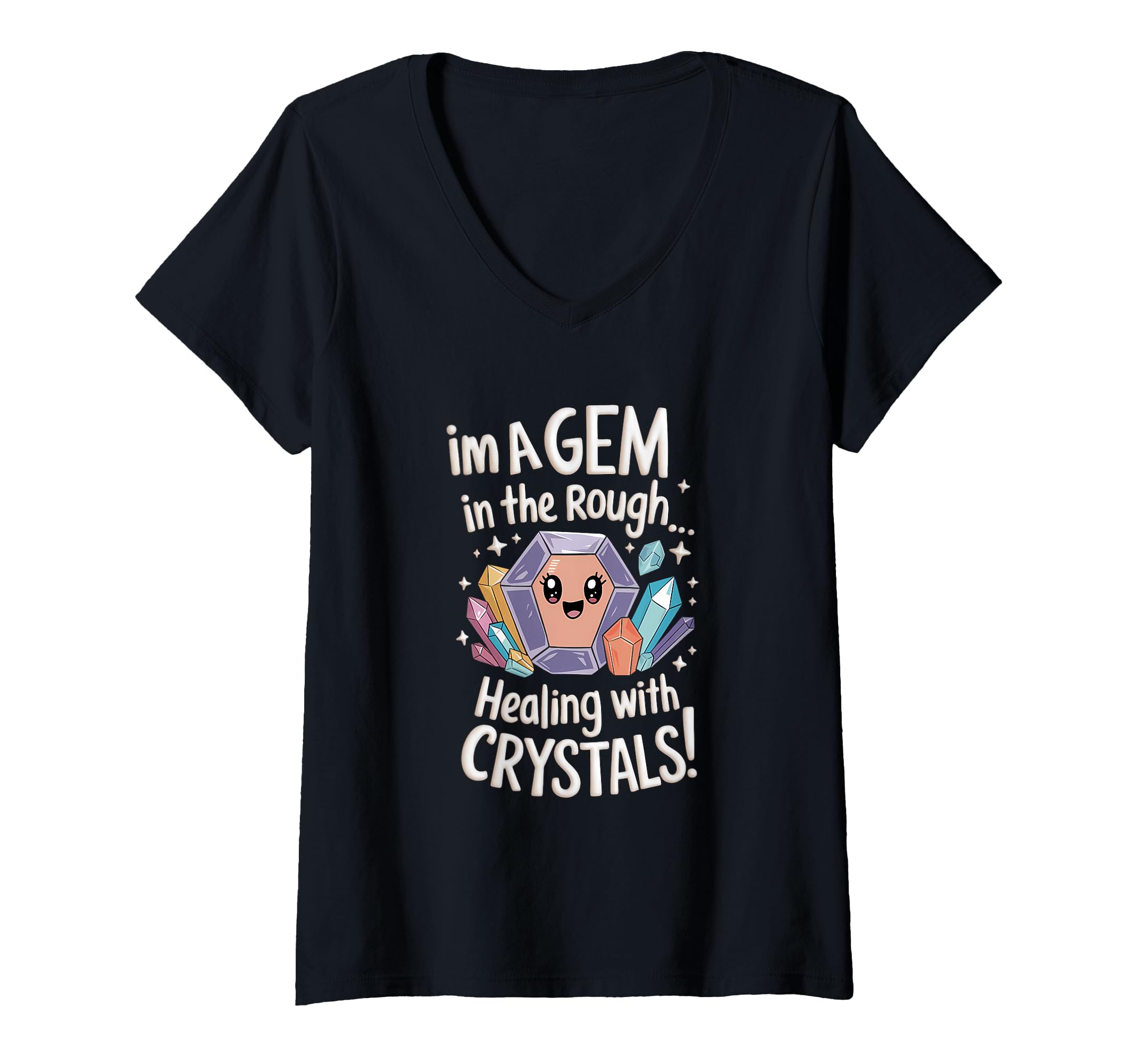 Womens Healing Stone Crystals T-Shirt - Casual Everyday Wear for Adults - T-Shirt, Sweatshirt, Hoodie
