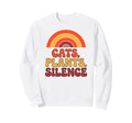 Cats Plants Silence Funny 70S Rainbow Sweatshirt - Aesthetic Graphic Unisex - T-Shirt, Sweatshirt, Hoodie