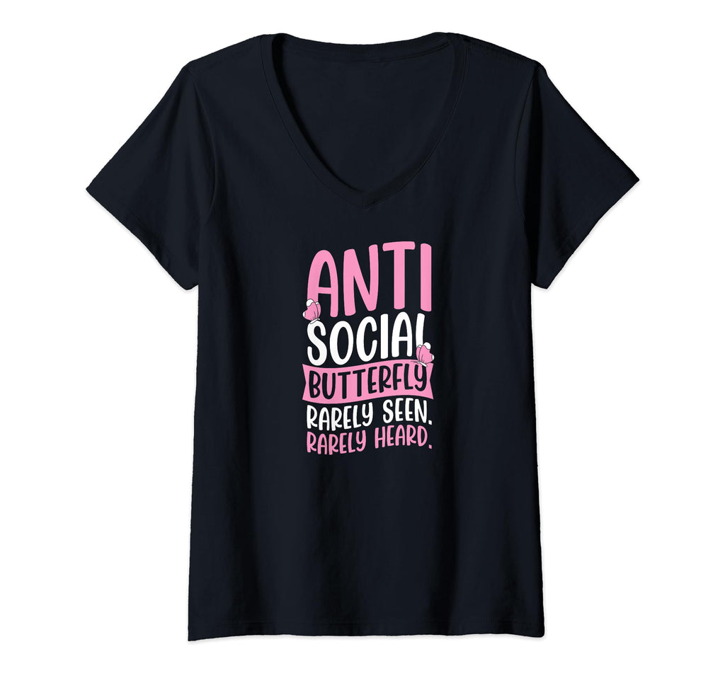 Womens Antisocial Butterfly Rarely Seen T-Shirt - Unique Graphic Men Women - T-Shirt, Sweatshirt, Hoodie