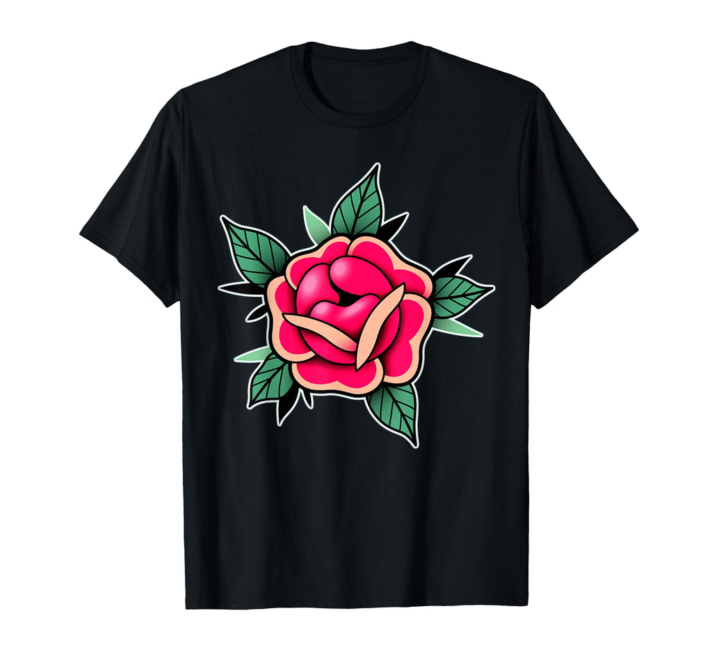 Peony Flower Traditional Tattoo Flash T-Shirt - Minimalist Print Unisex - T-Shirt, Sweatshirt, Hoodie