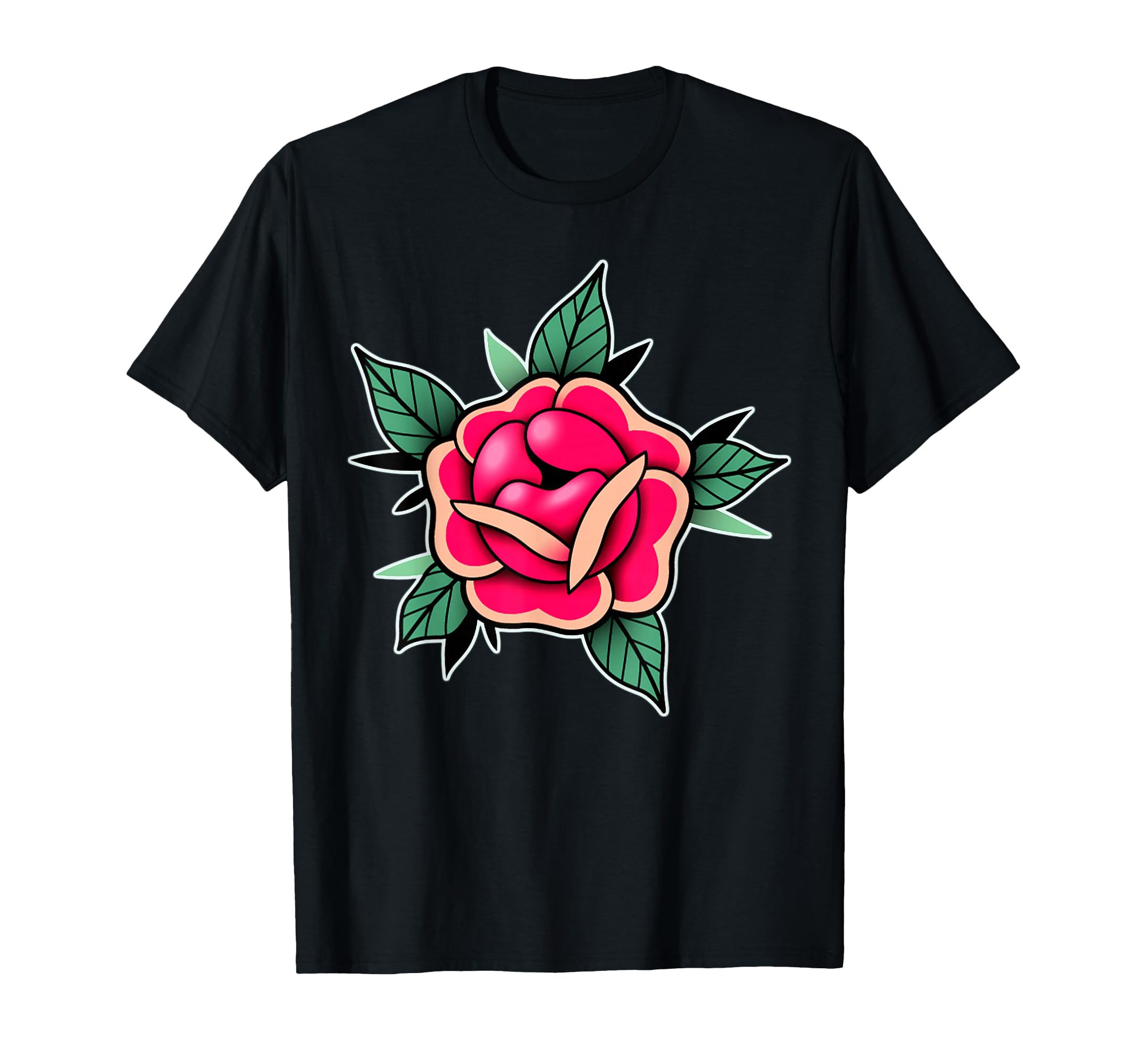 Peony Flower Traditional Tattoo Flash T-Shirt - Minimalist Print Unisex - T-Shirt, Sweatshirt, Hoodie