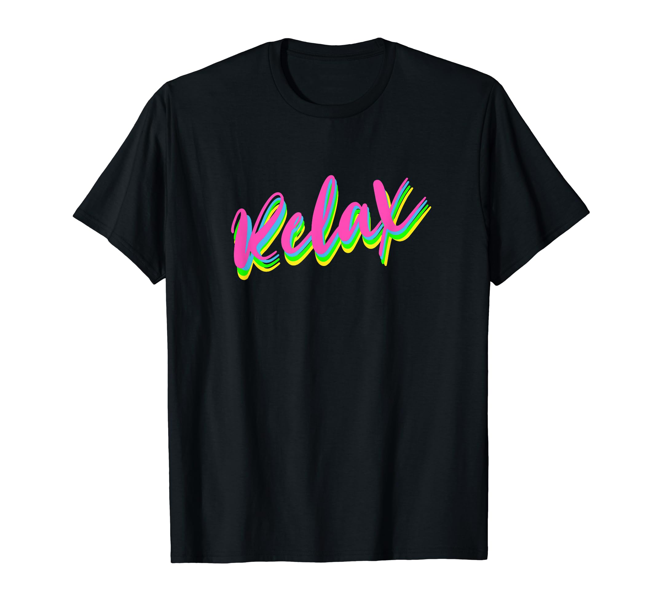 80S Relax Neon Rainbow Groovy Happy T-Shirt - Graphic Print Men Women - T-Shirt, Sweatshirt, Hoodie