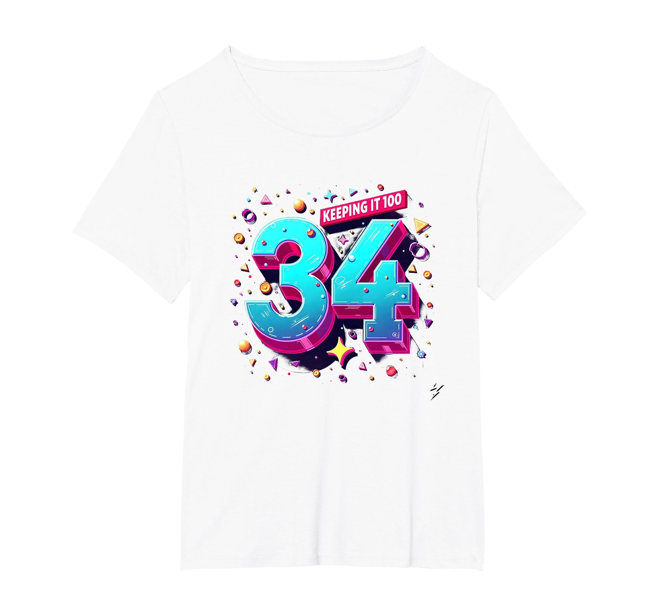 34Th Birthday Gift Keeping It 100 T-Shirt - Aesthetic Graphic for Adults - T-Shirt, Sweatshirt, Hoodie