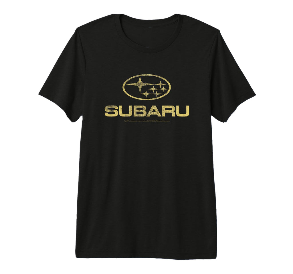 Subaru Distressed Star Logo Yellow Car T-Shirt - Trendy Graphic for Adults - T-Shirt, Sweatshirt, Hoodie