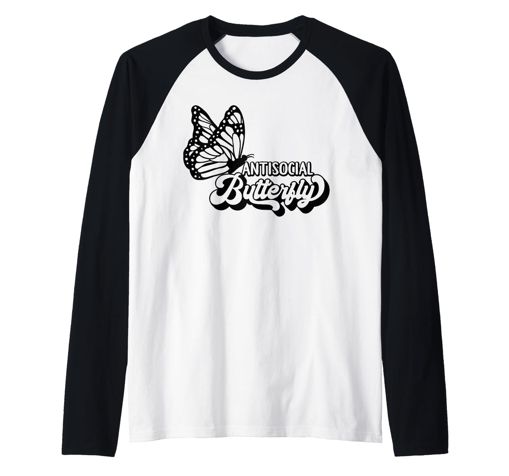 Antisocial Butterfly Raglan Sweatshirt - Aesthetic Graphic Men Women - T-Shirt, Sweatshirt, Hoodie