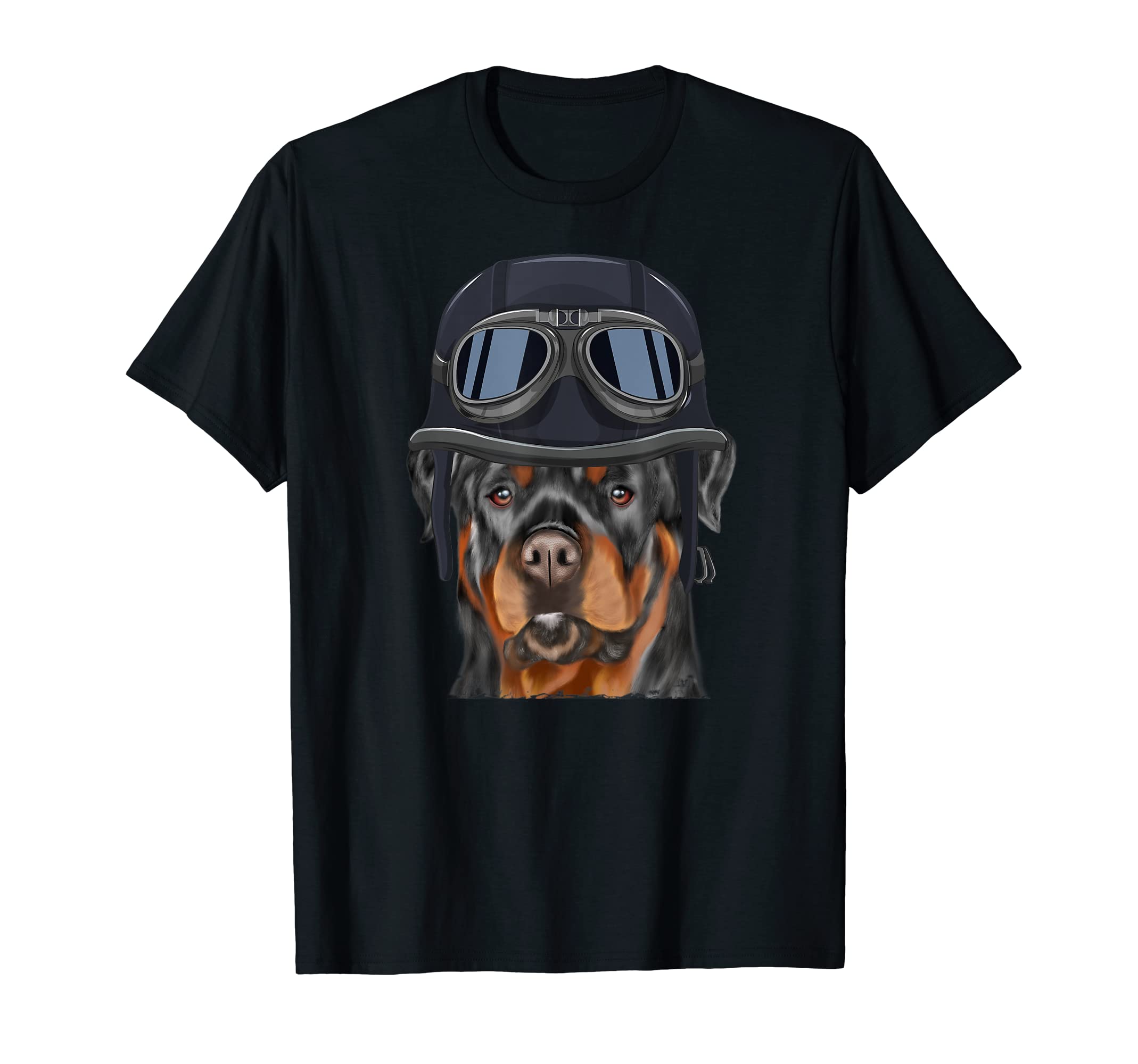 Funny Motorcycle Helmet Rottweiler T-Shirt - Graphic Print Unisex - T-Shirt, Sweatshirt, Hoodie